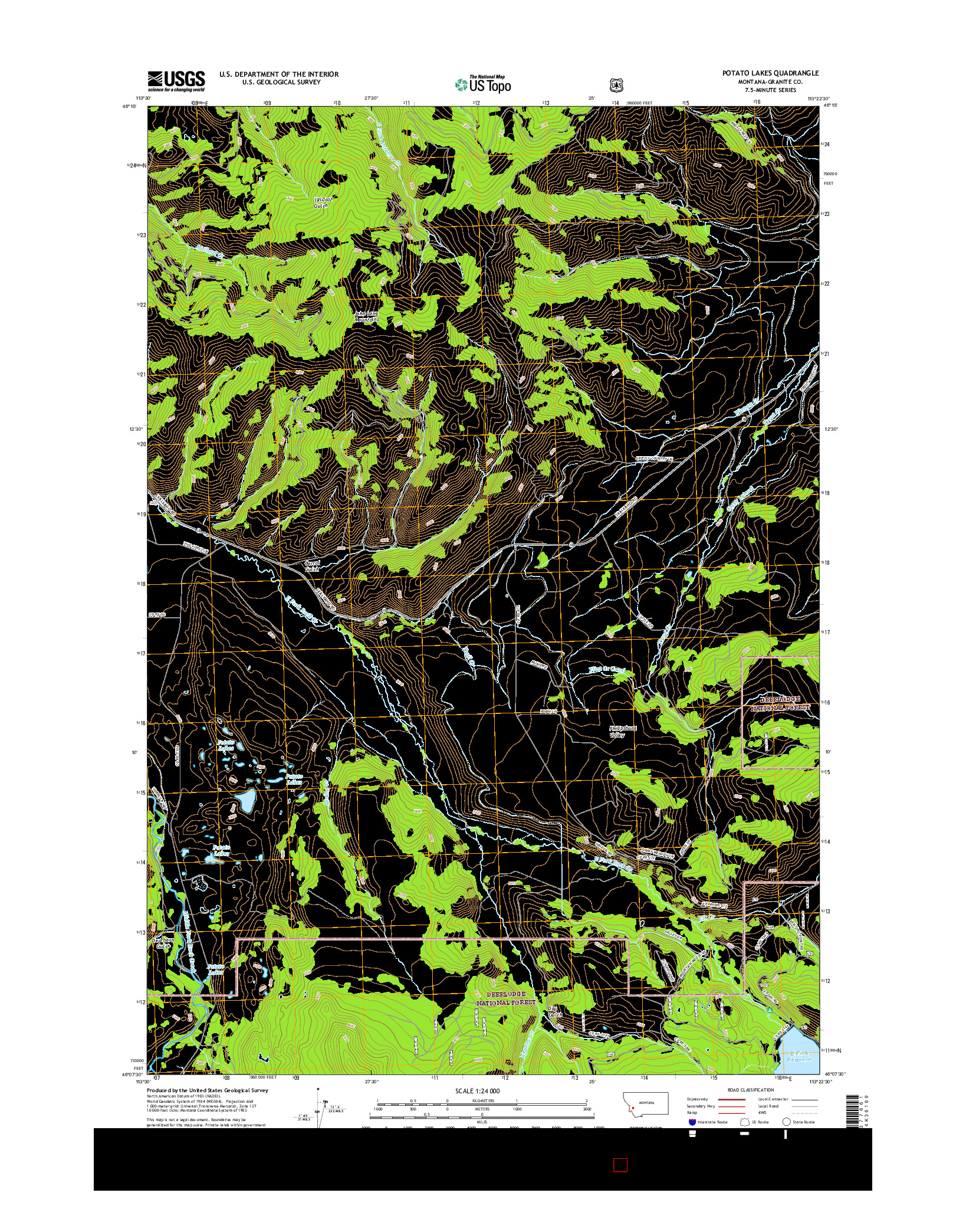 USGS US TOPO 7.5-MINUTE MAP FOR POTATO LAKES, MT 2017