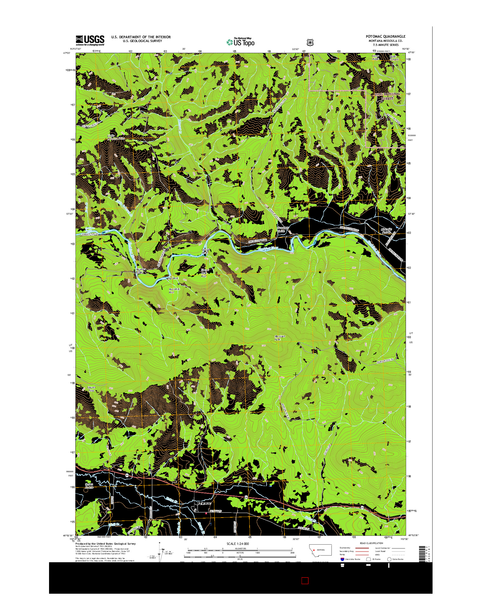 USGS US TOPO 7.5-MINUTE MAP FOR POTOMAC, MT 2017