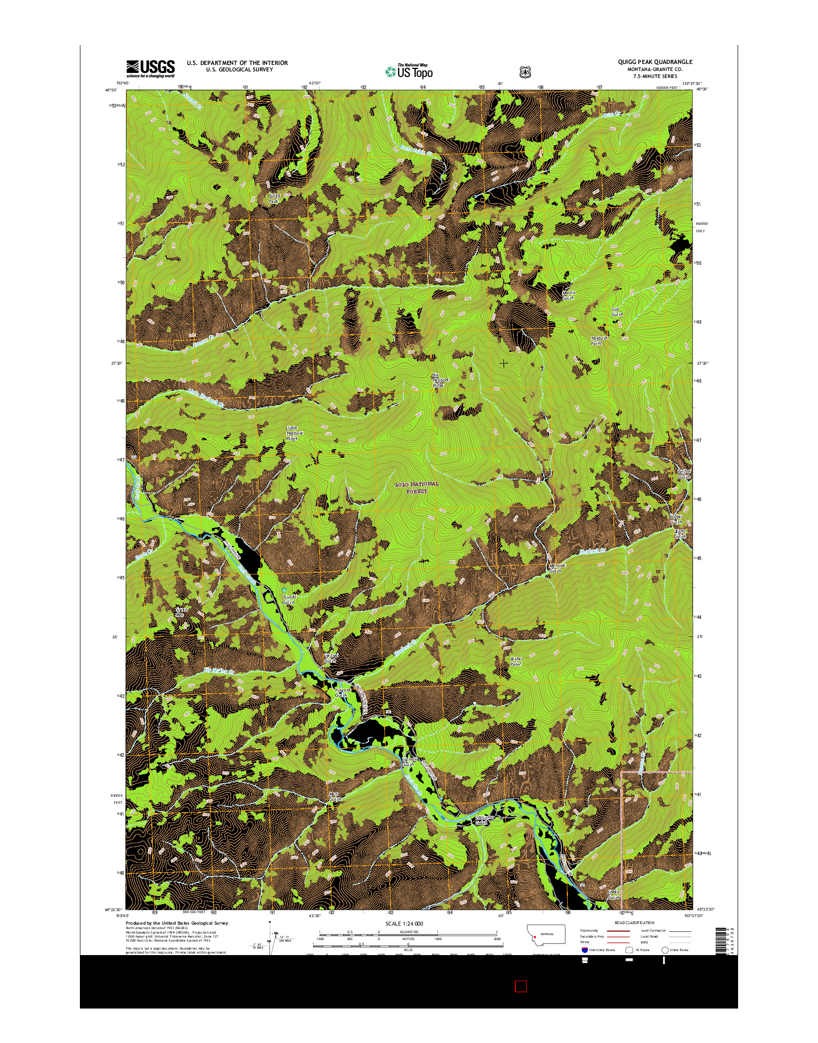 USGS US TOPO 7.5-MINUTE MAP FOR QUIGG PEAK, MT 2017