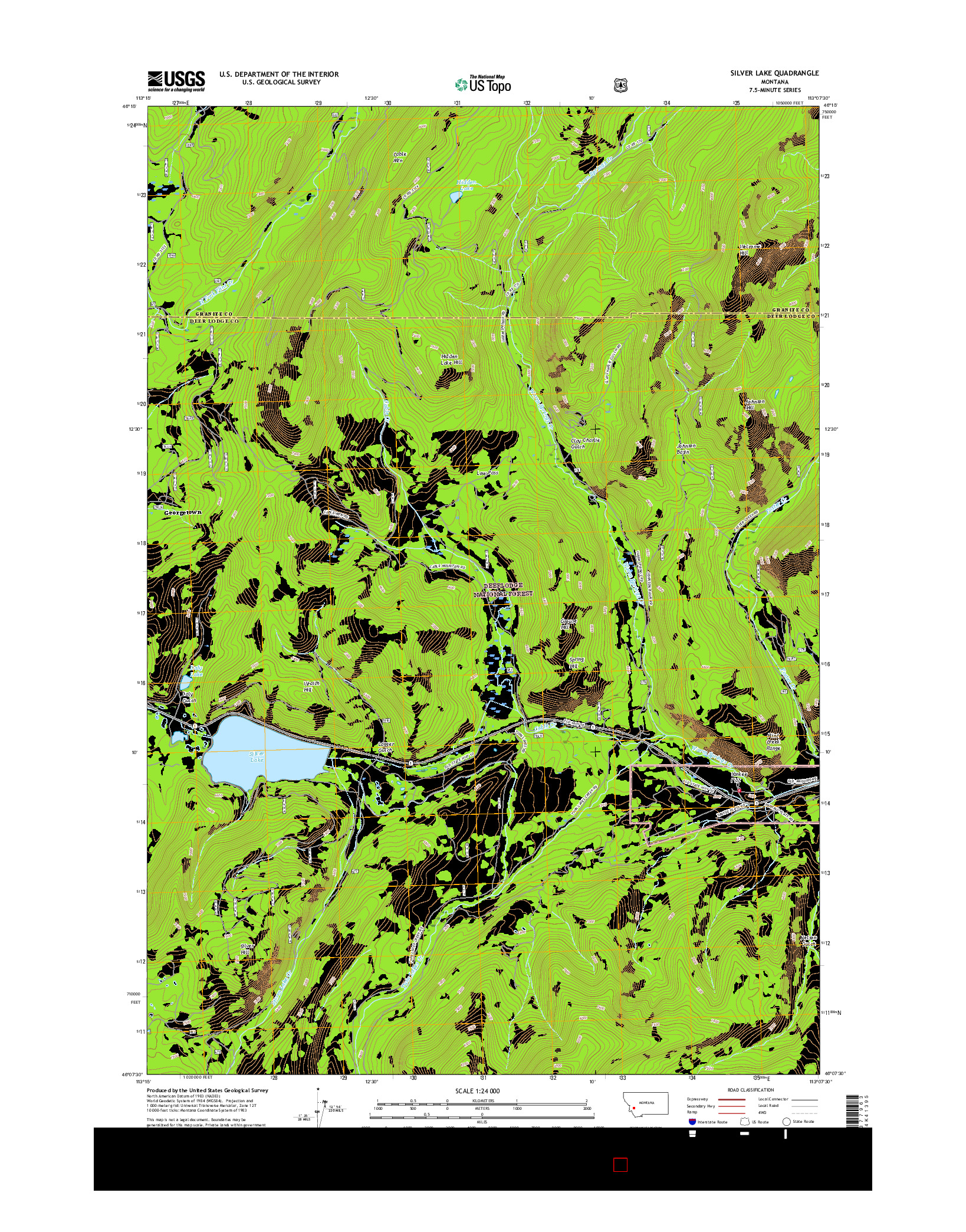 USGS US TOPO 7.5-MINUTE MAP FOR SILVER LAKE, MT 2017