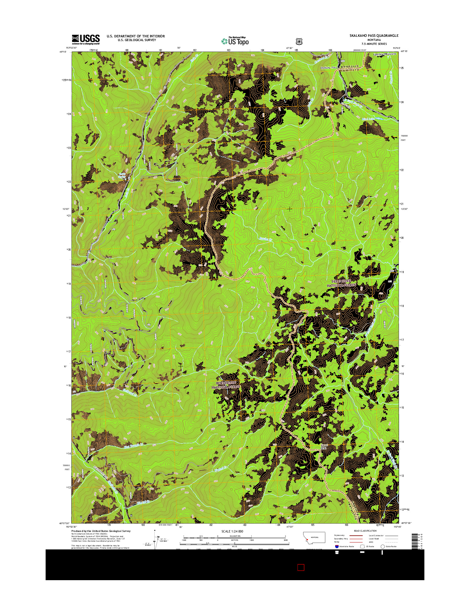 USGS US TOPO 7.5-MINUTE MAP FOR SKALKAHO PASS, MT 2017