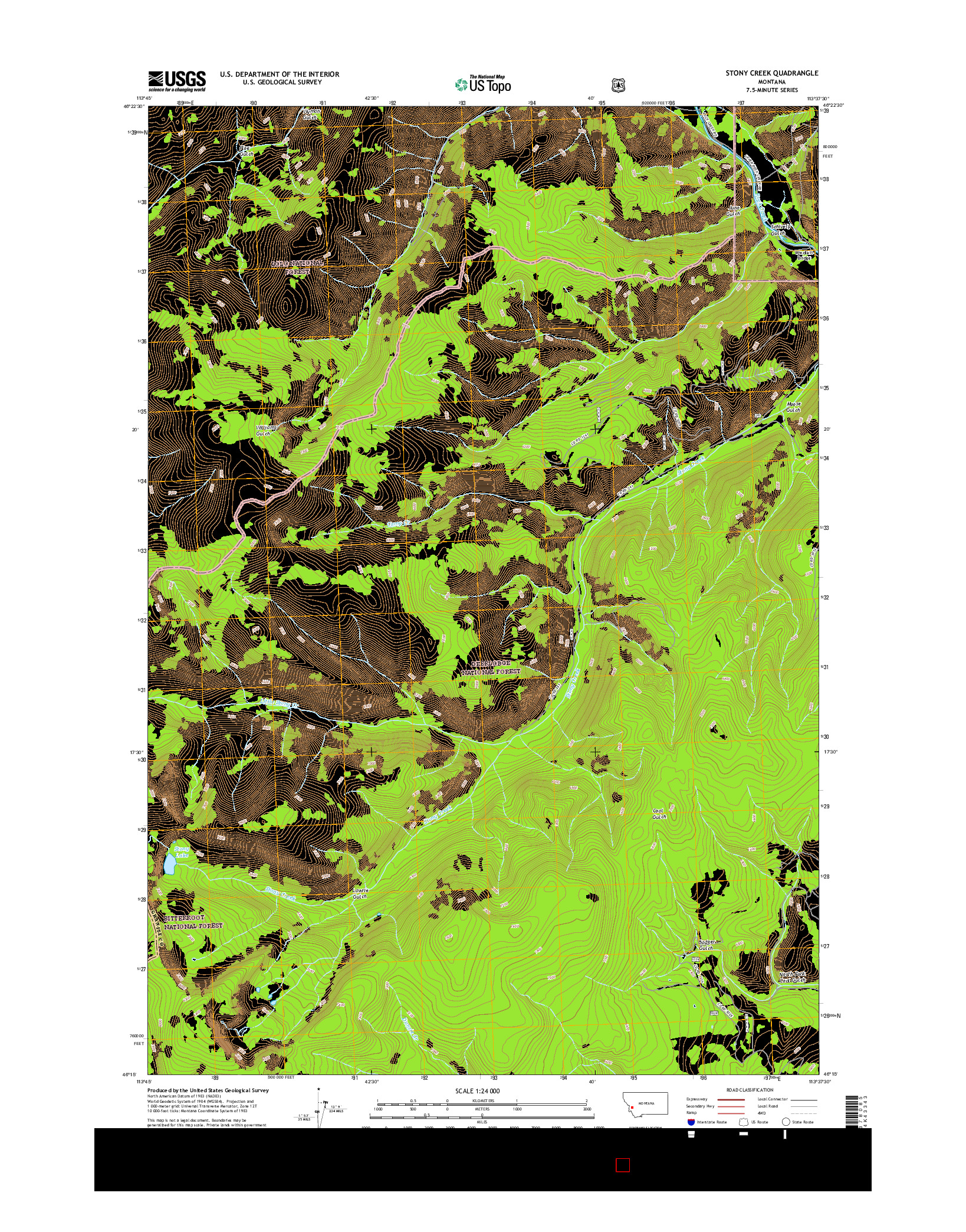 USGS US TOPO 7.5-MINUTE MAP FOR STONY CREEK, MT 2017