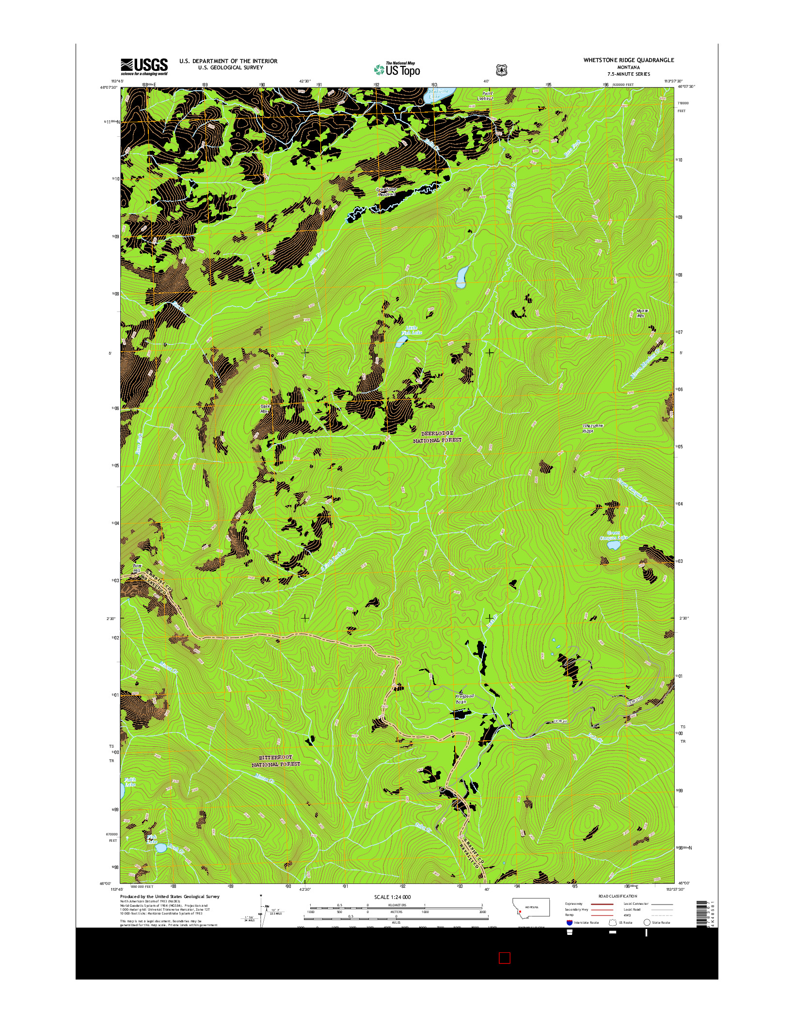 USGS US TOPO 7.5-MINUTE MAP FOR WHETSTONE RIDGE, MT 2017