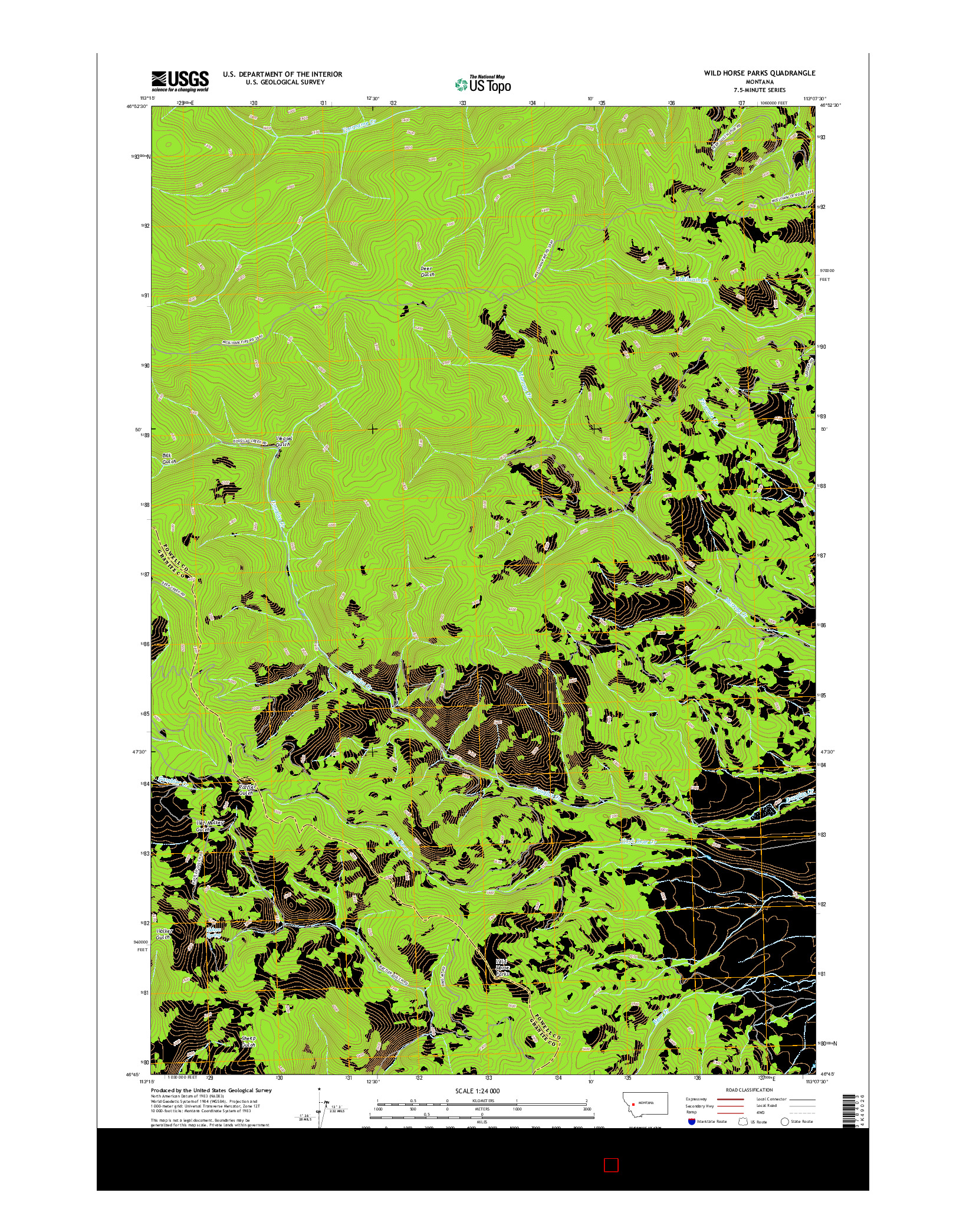 USGS US TOPO 7.5-MINUTE MAP FOR WILD HORSE PARKS, MT 2017