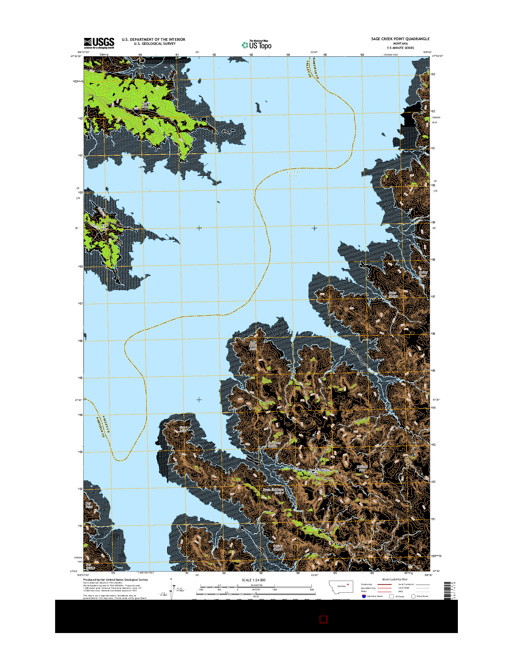 USGS US TOPO 7.5-MINUTE MAP FOR SAGE CREEK POINT, MT 2017