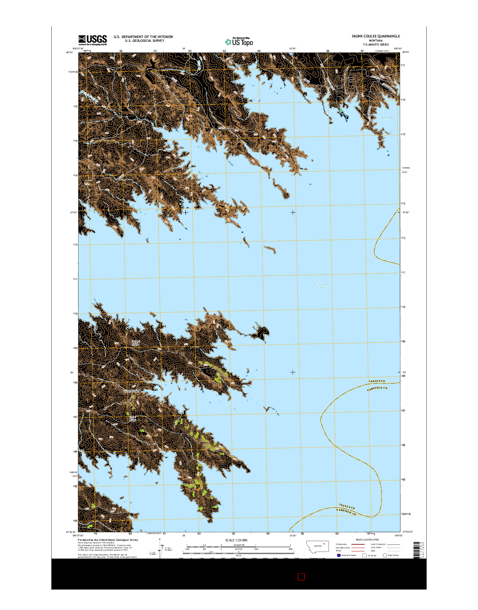 USGS US TOPO 7.5-MINUTE MAP FOR SKUNK COULEE, MT 2017