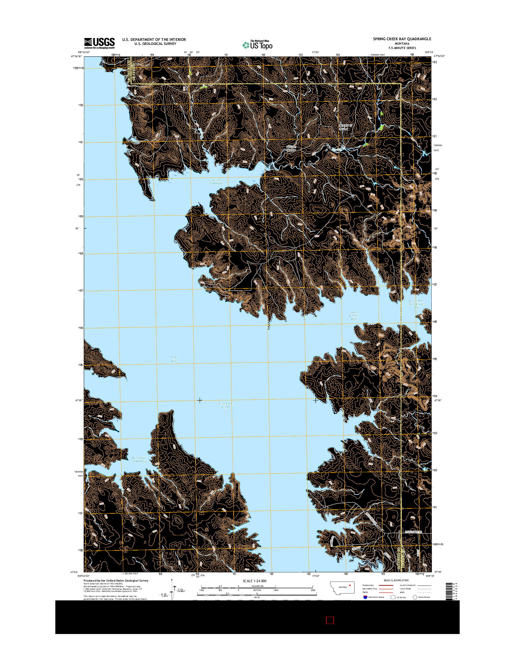 USGS US TOPO 7.5-MINUTE MAP FOR SPRING CREEK BAY, MT 2017