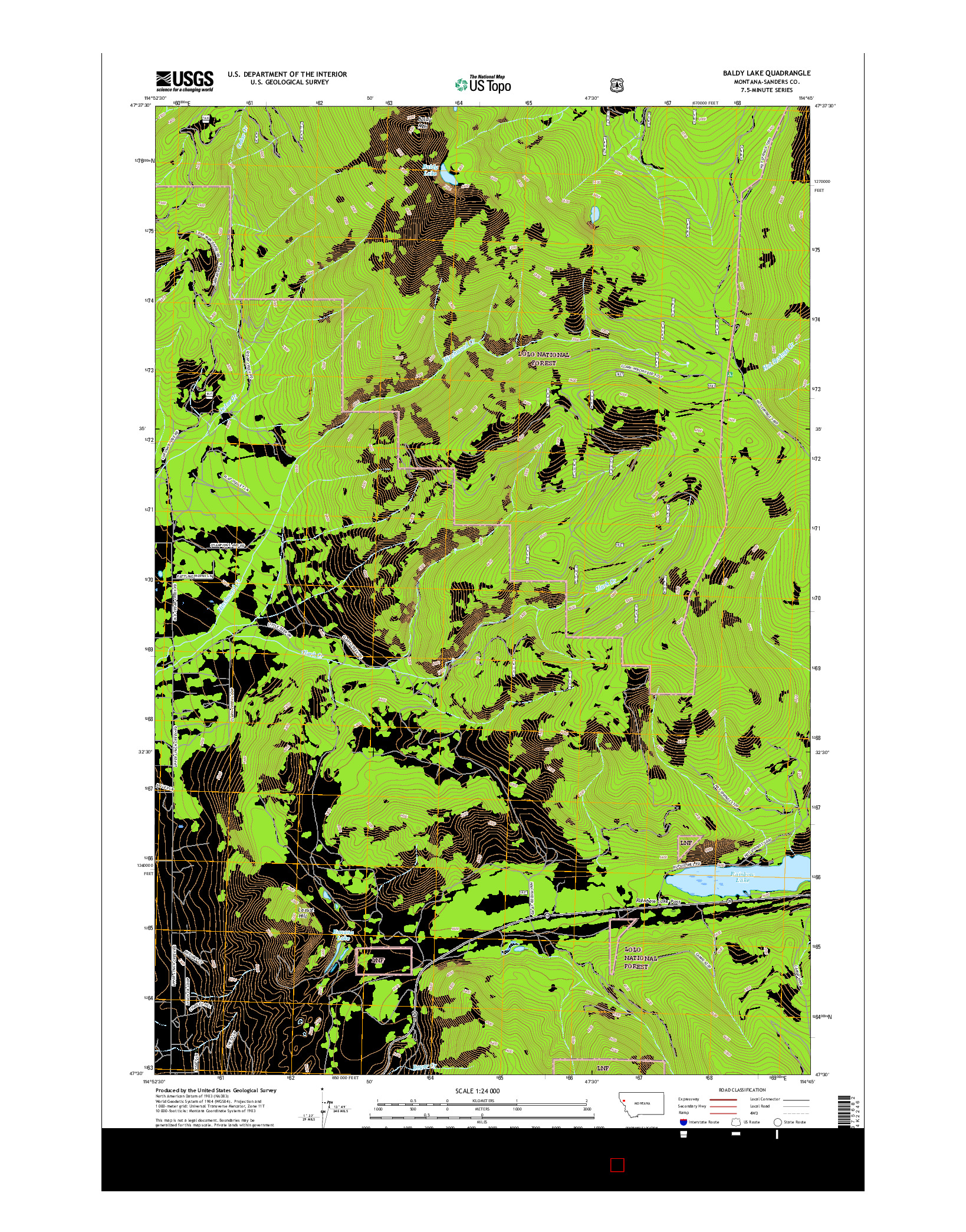 USGS US TOPO 7.5-MINUTE MAP FOR BALDY LAKE, MT 2017