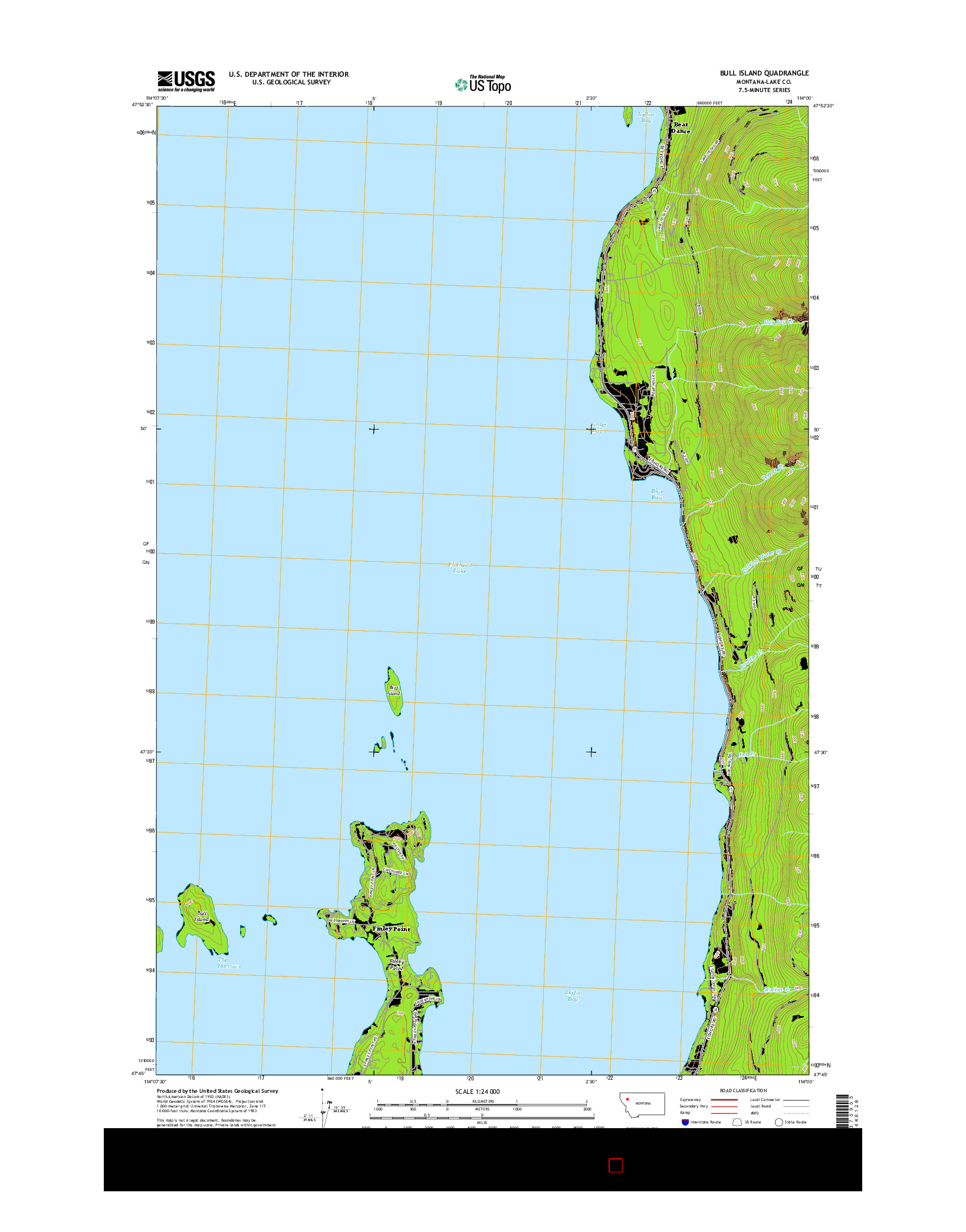 USGS US TOPO 7.5-MINUTE MAP FOR BULL ISLAND, MT 2017