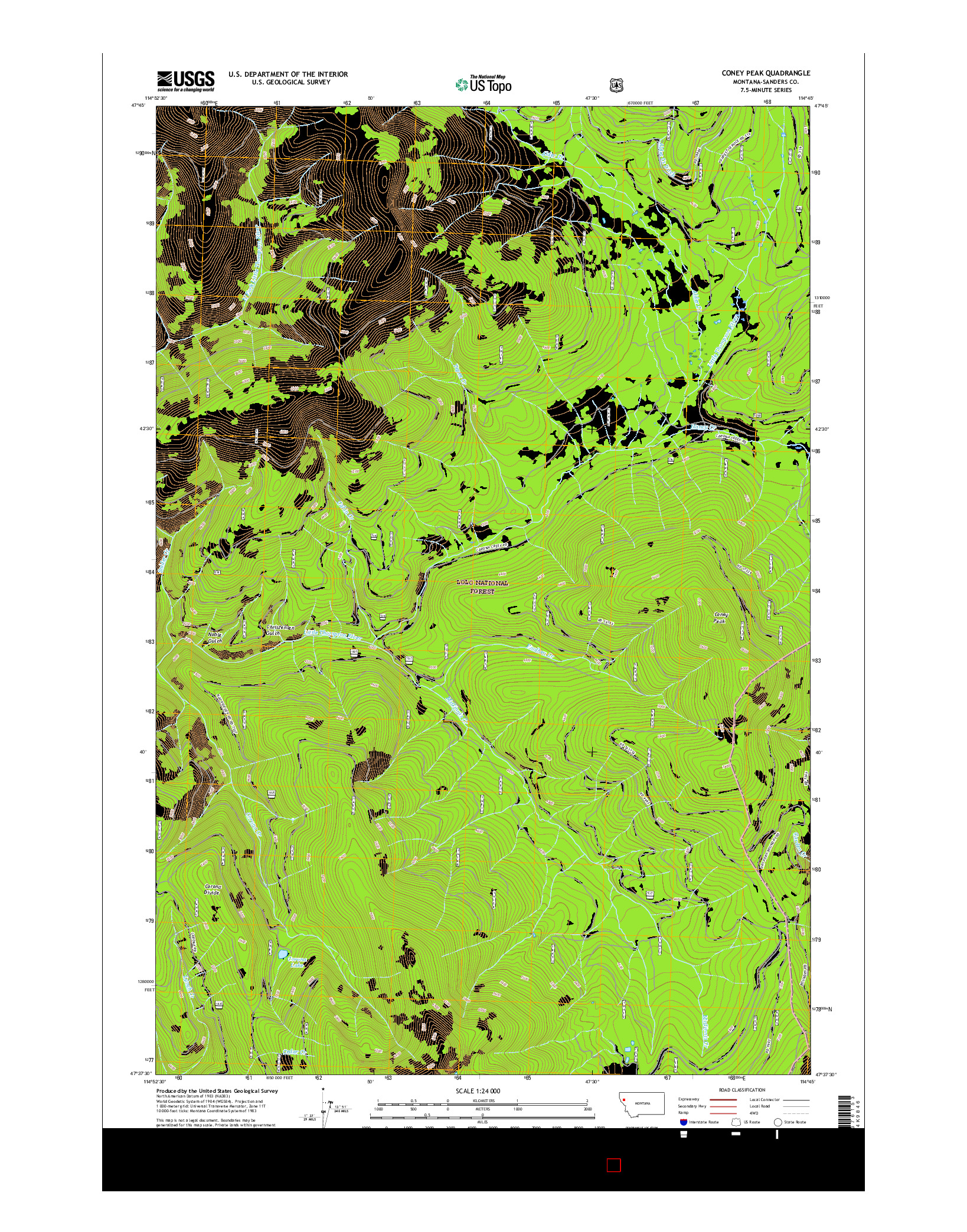 USGS US TOPO 7.5-MINUTE MAP FOR CONEY PEAK, MT 2017