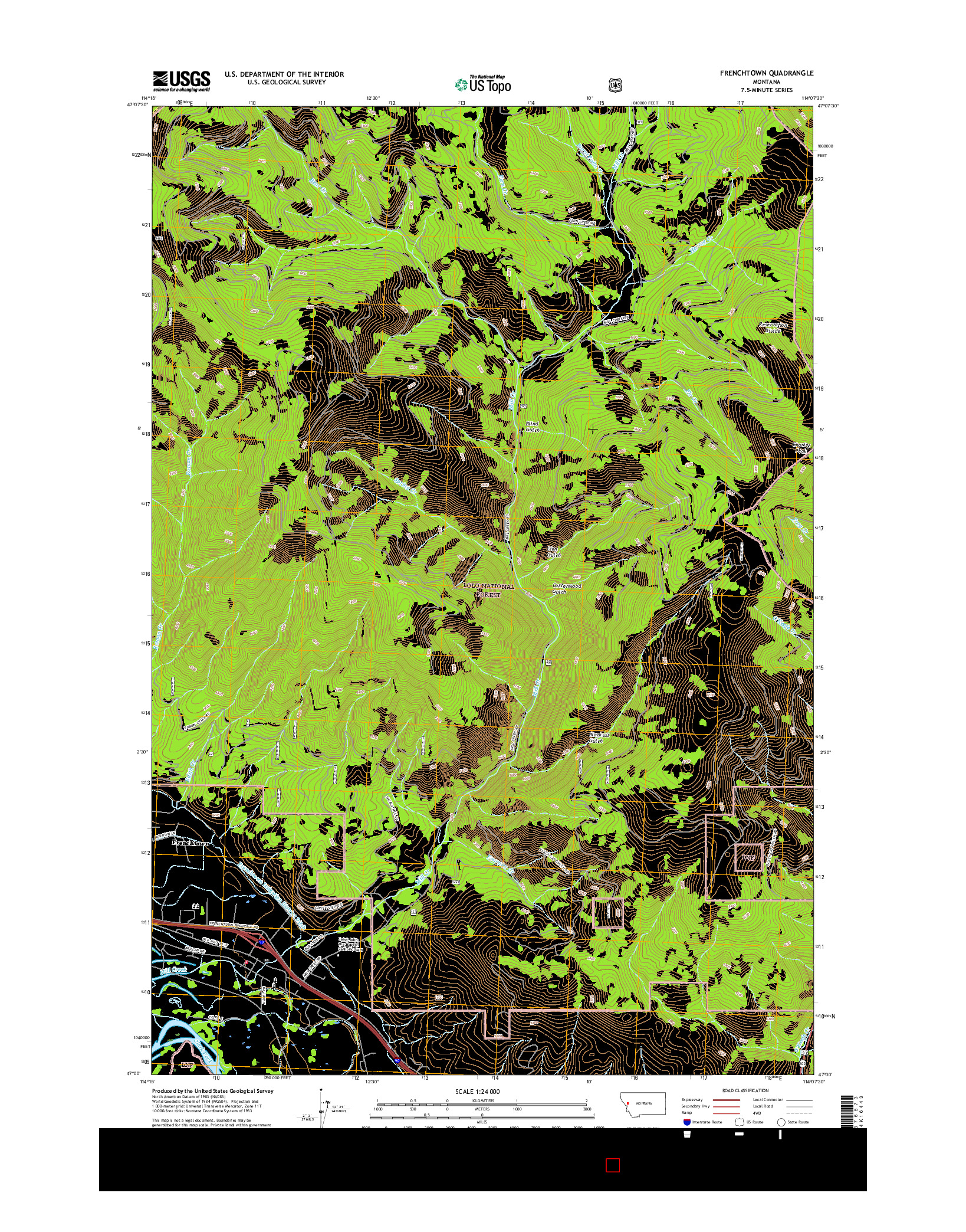 USGS US TOPO 7.5-MINUTE MAP FOR FRENCHTOWN, MT 2017
