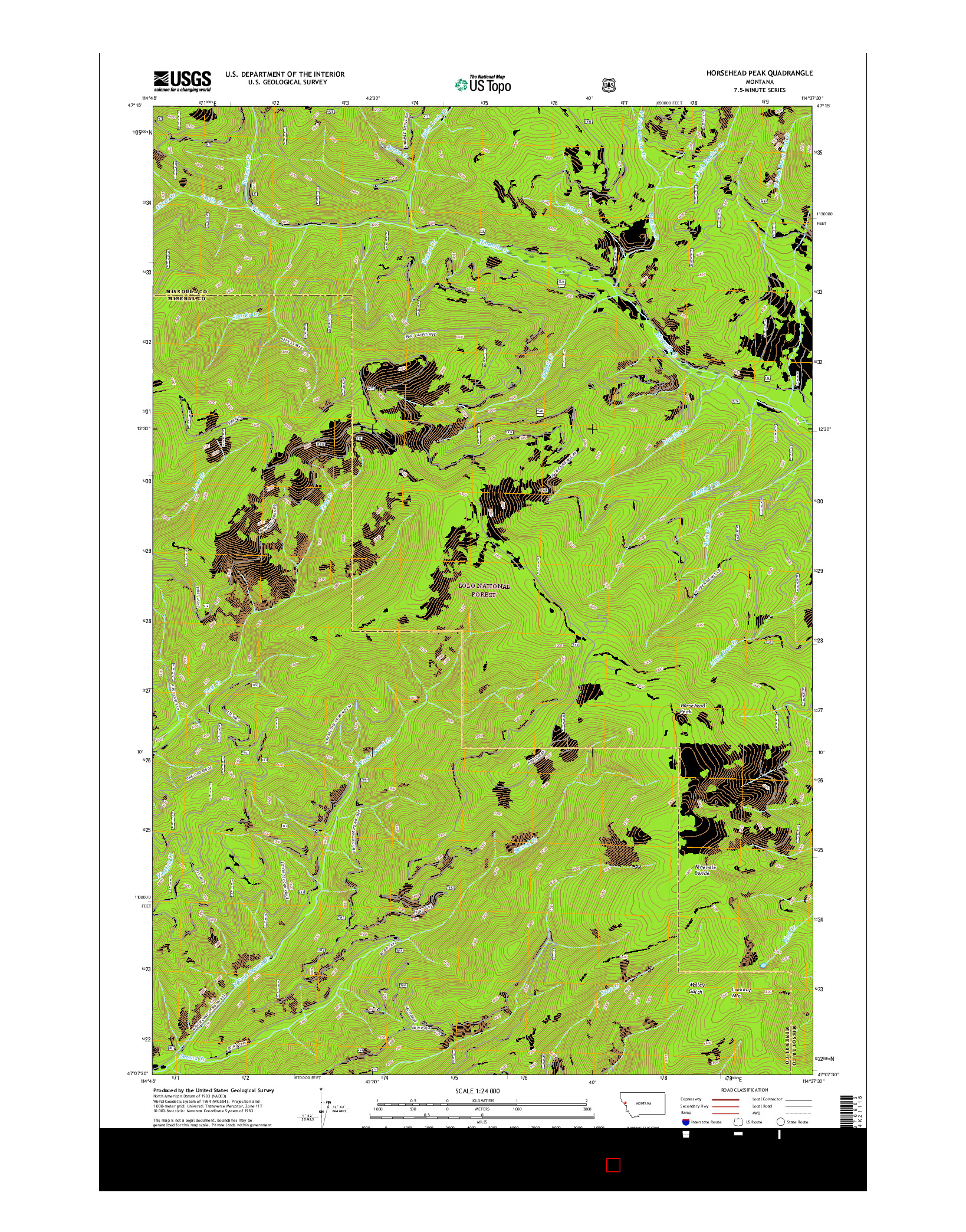 USGS US TOPO 7.5-MINUTE MAP FOR HORSEHEAD PEAK, MT 2017