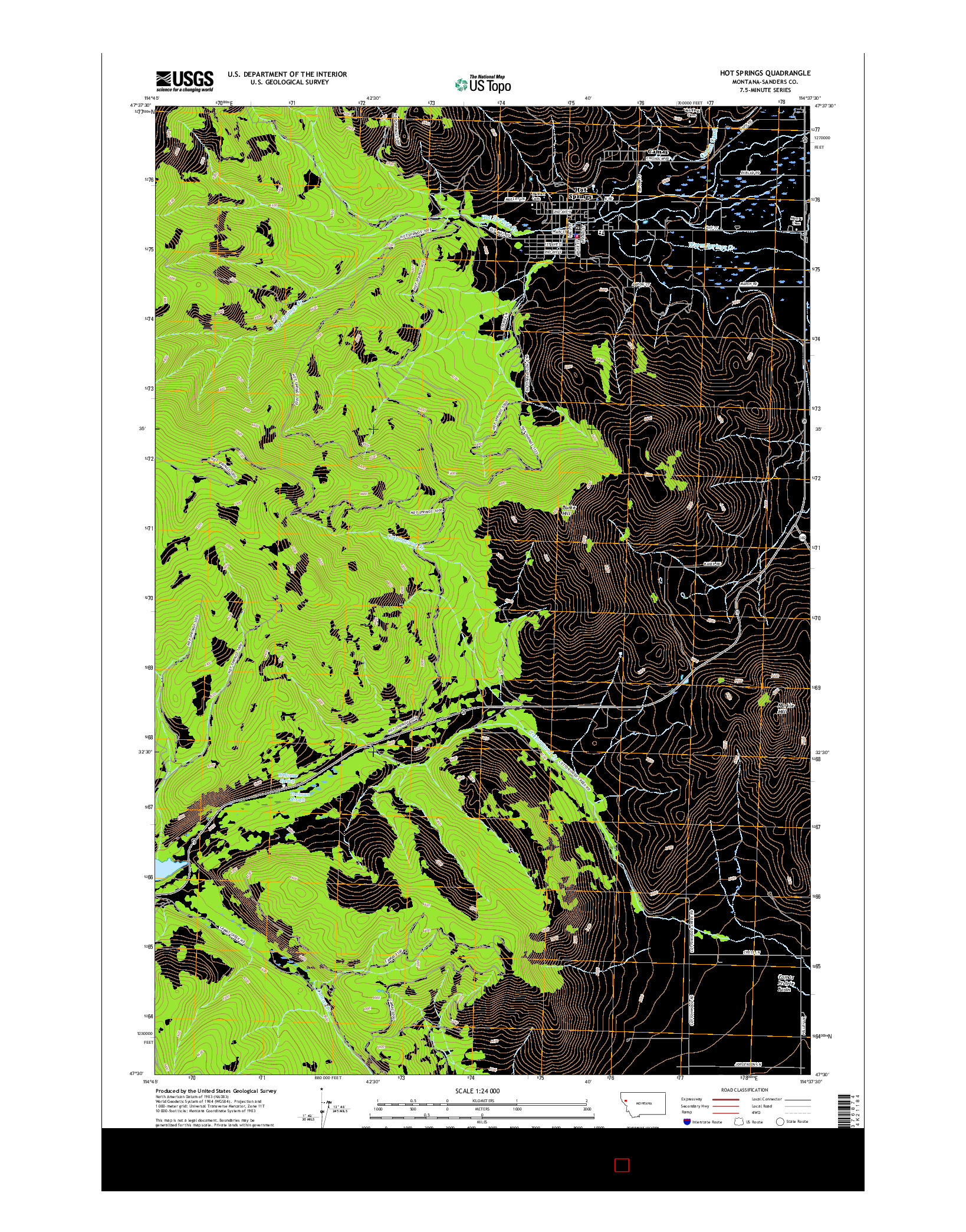 USGS US TOPO 7.5-MINUTE MAP FOR HOT SPRINGS, MT 2017