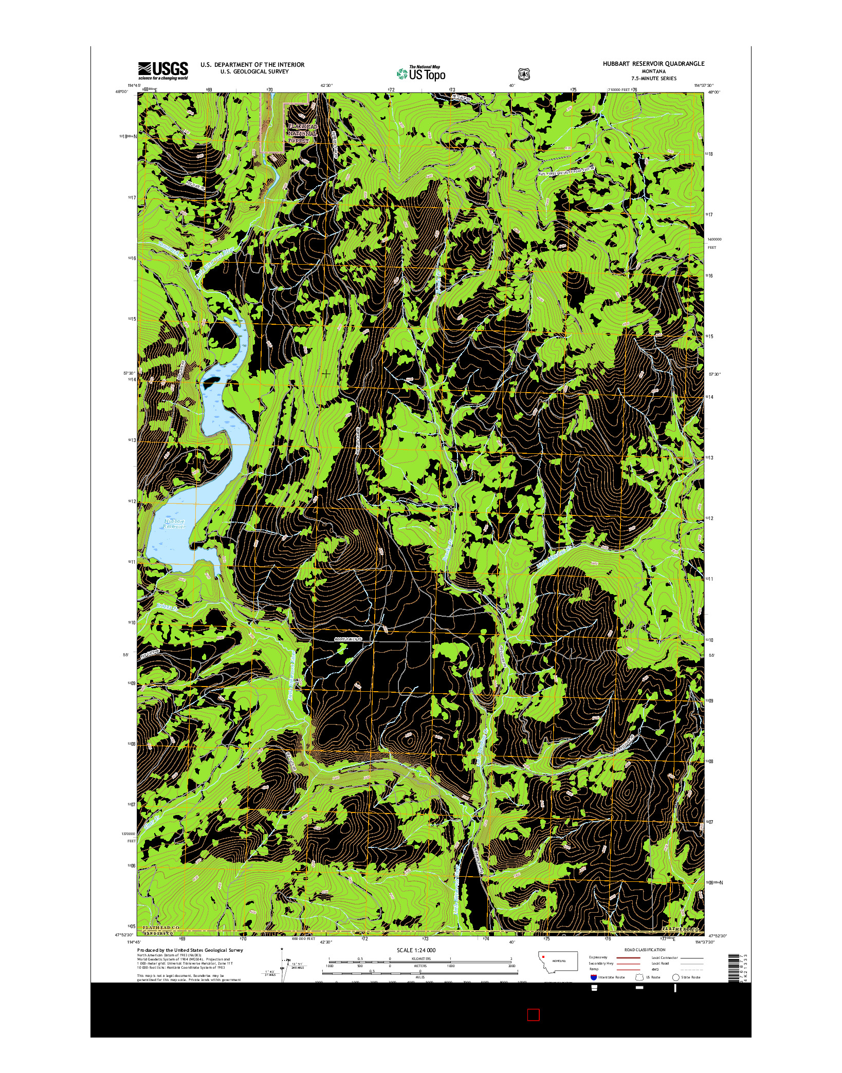 USGS US TOPO 7.5-MINUTE MAP FOR HUBBART RESERVOIR, MT 2017