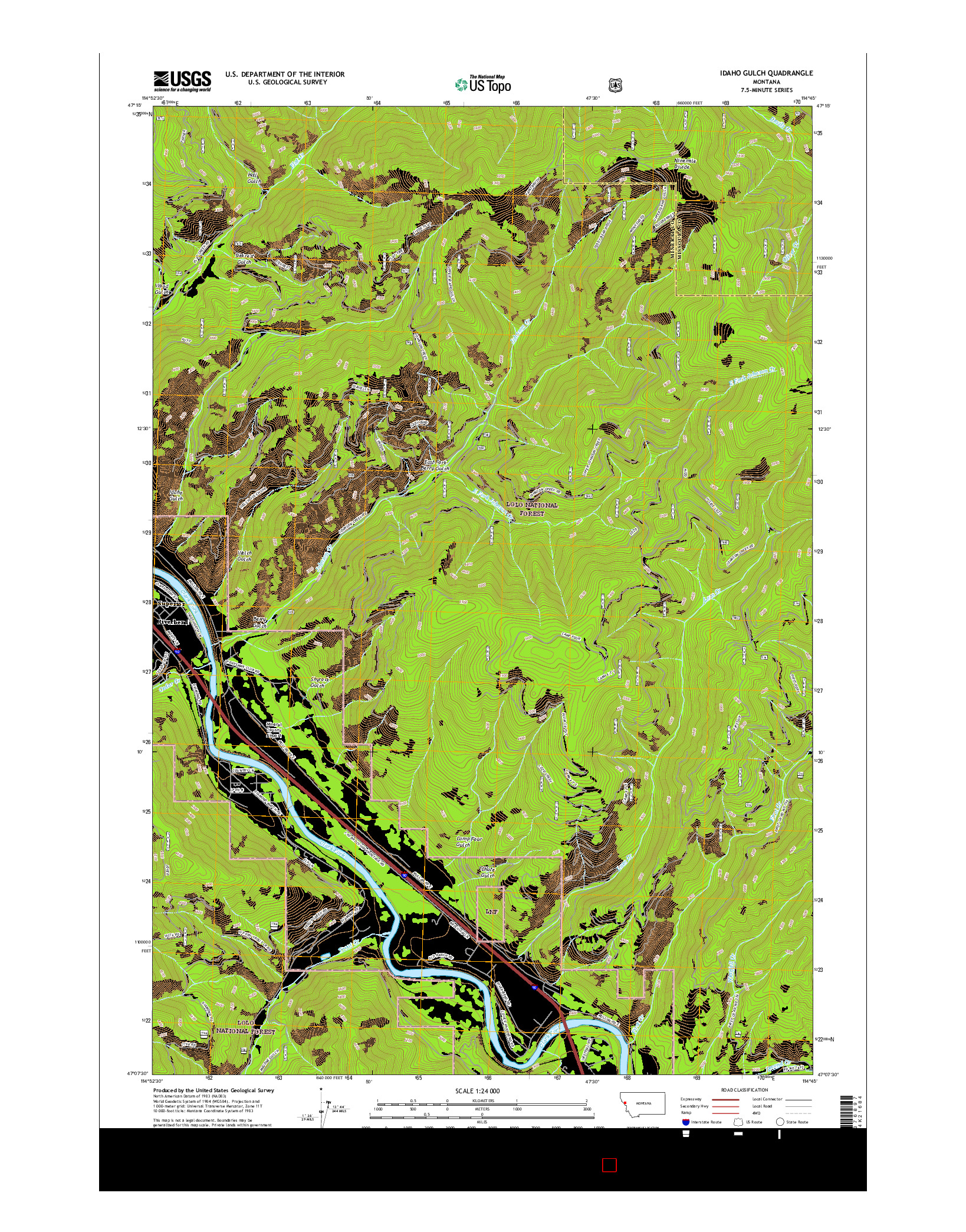 USGS US TOPO 7.5-MINUTE MAP FOR IDAHO GULCH, MT 2017