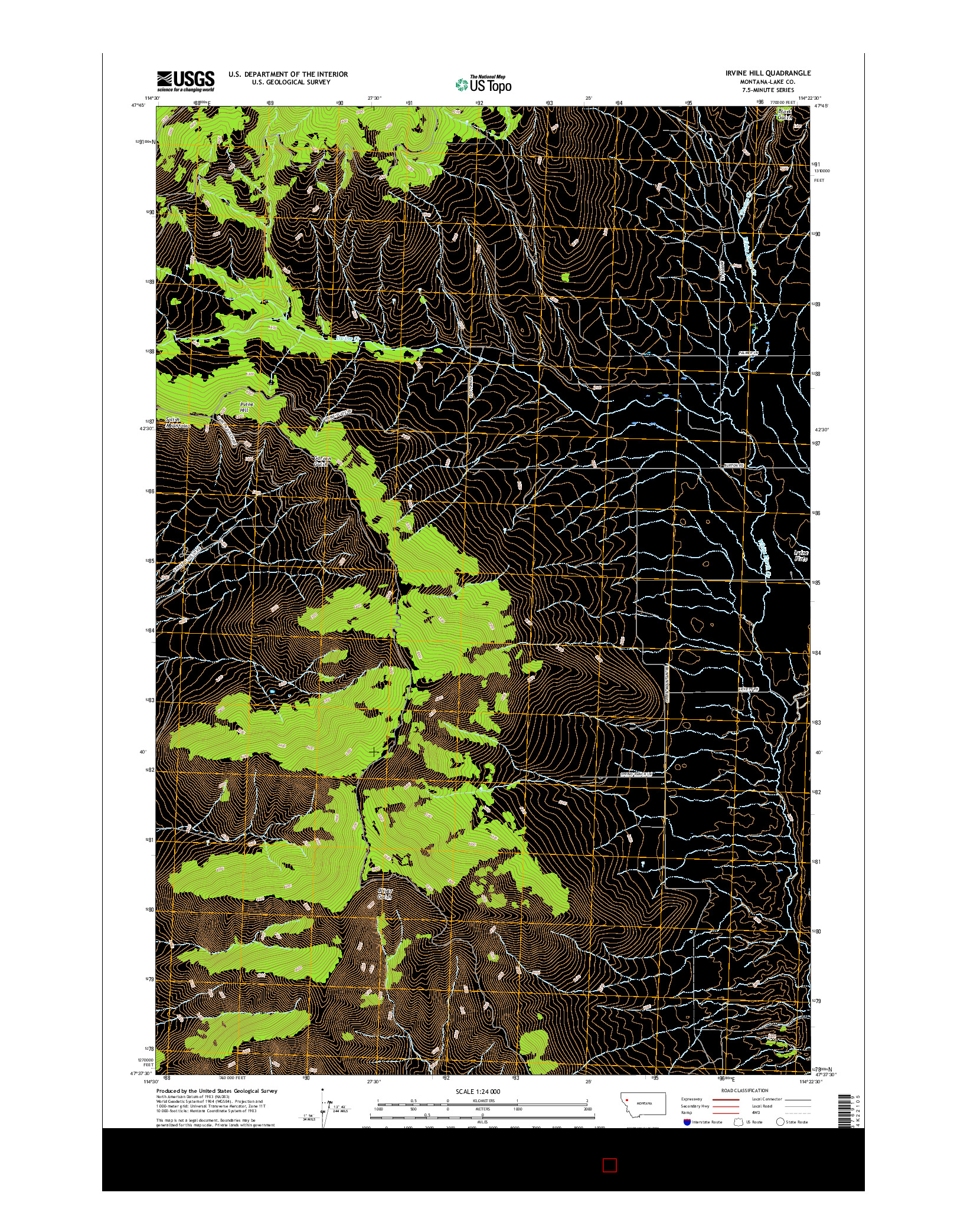 USGS US TOPO 7.5-MINUTE MAP FOR IRVINE HILL, MT 2017