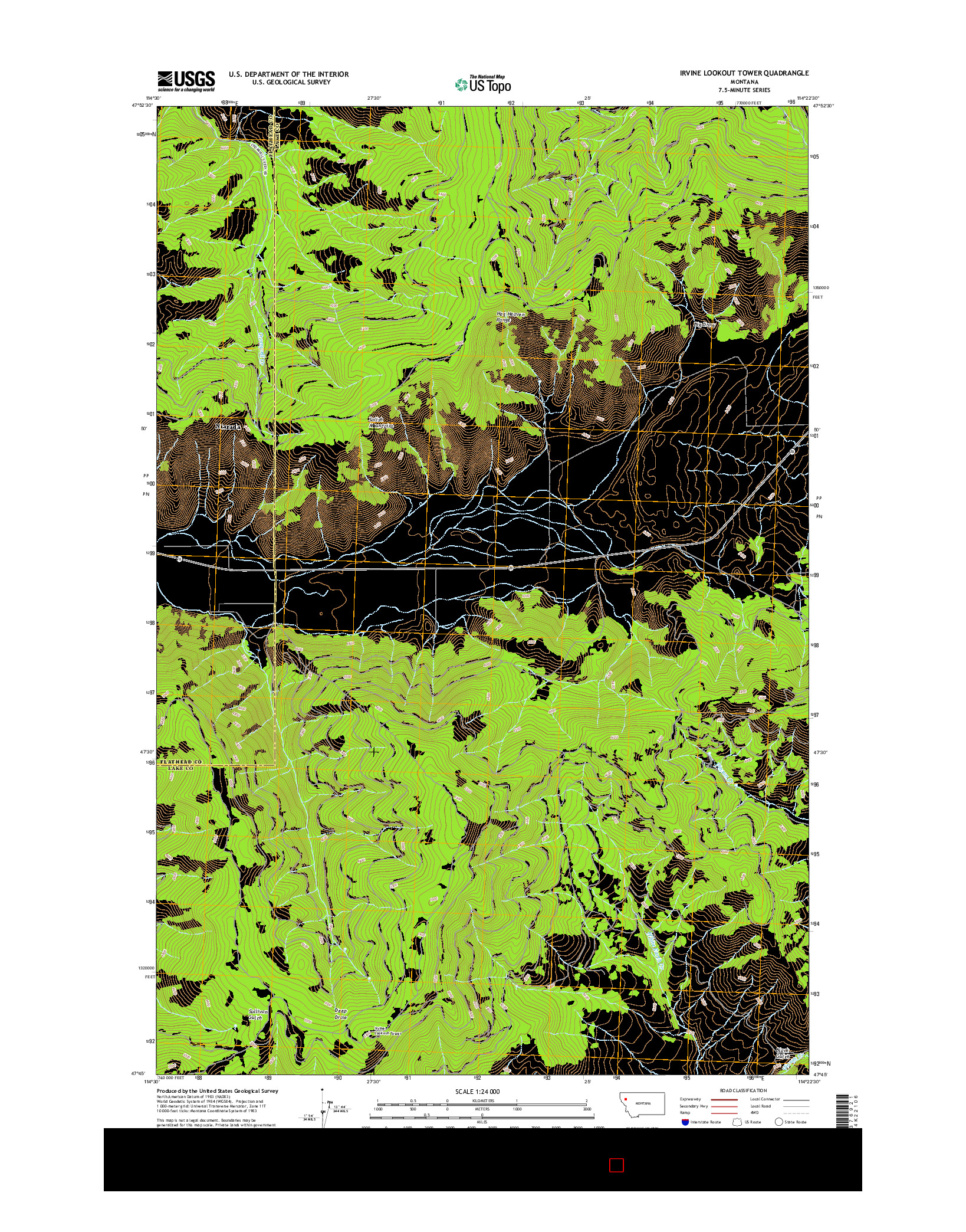 USGS US TOPO 7.5-MINUTE MAP FOR IRVINE LOOKOUT TOWER, MT 2017