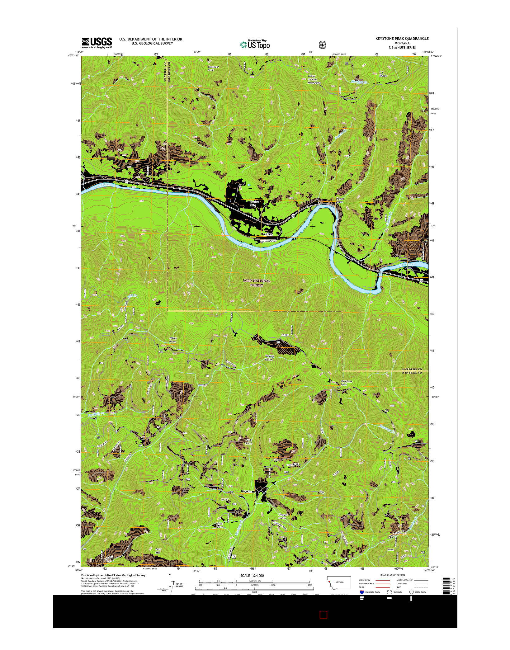 USGS US TOPO 7.5-MINUTE MAP FOR KEYSTONE PEAK, MT 2017