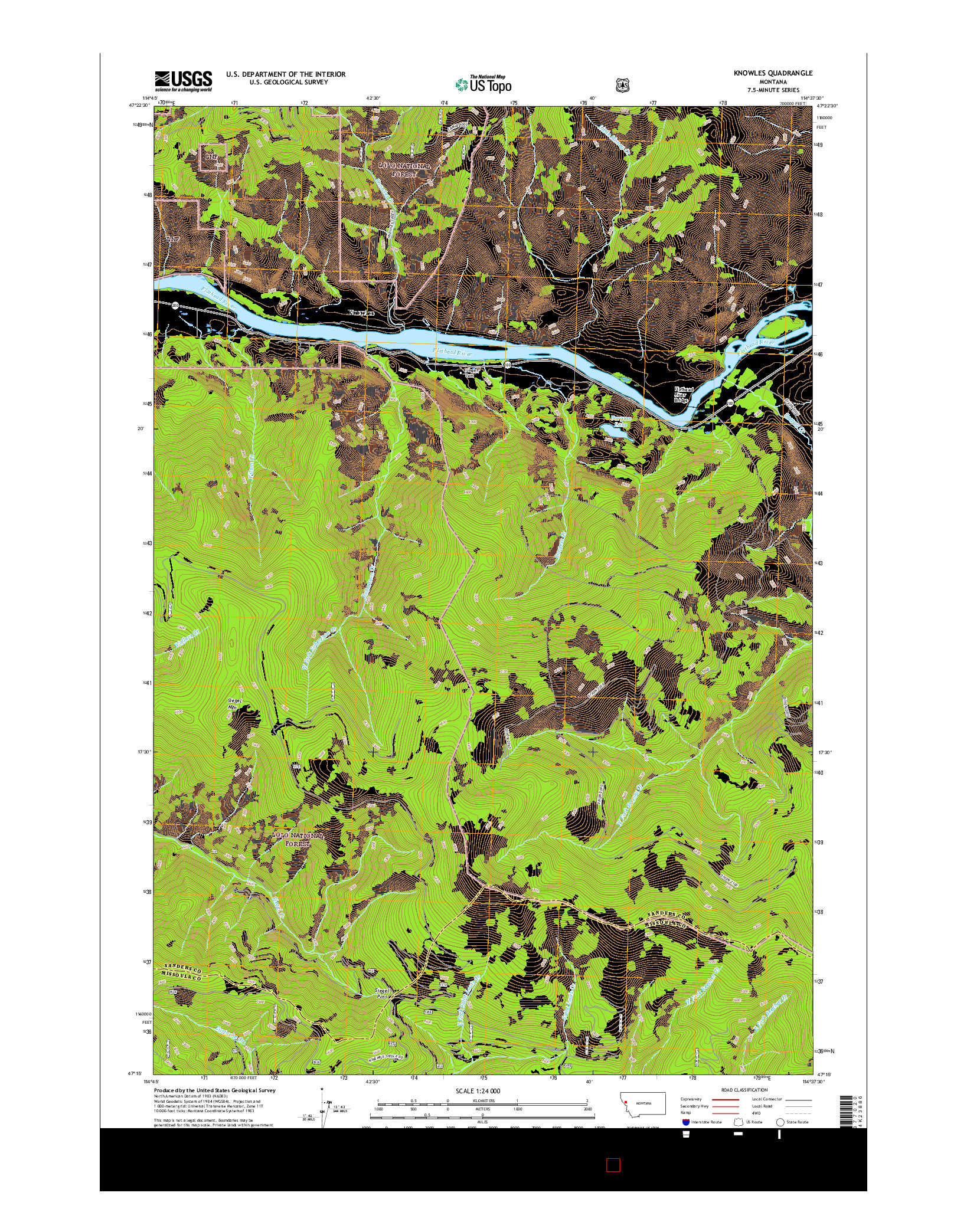 USGS US TOPO 7.5-MINUTE MAP FOR KNOWLES, MT 2017