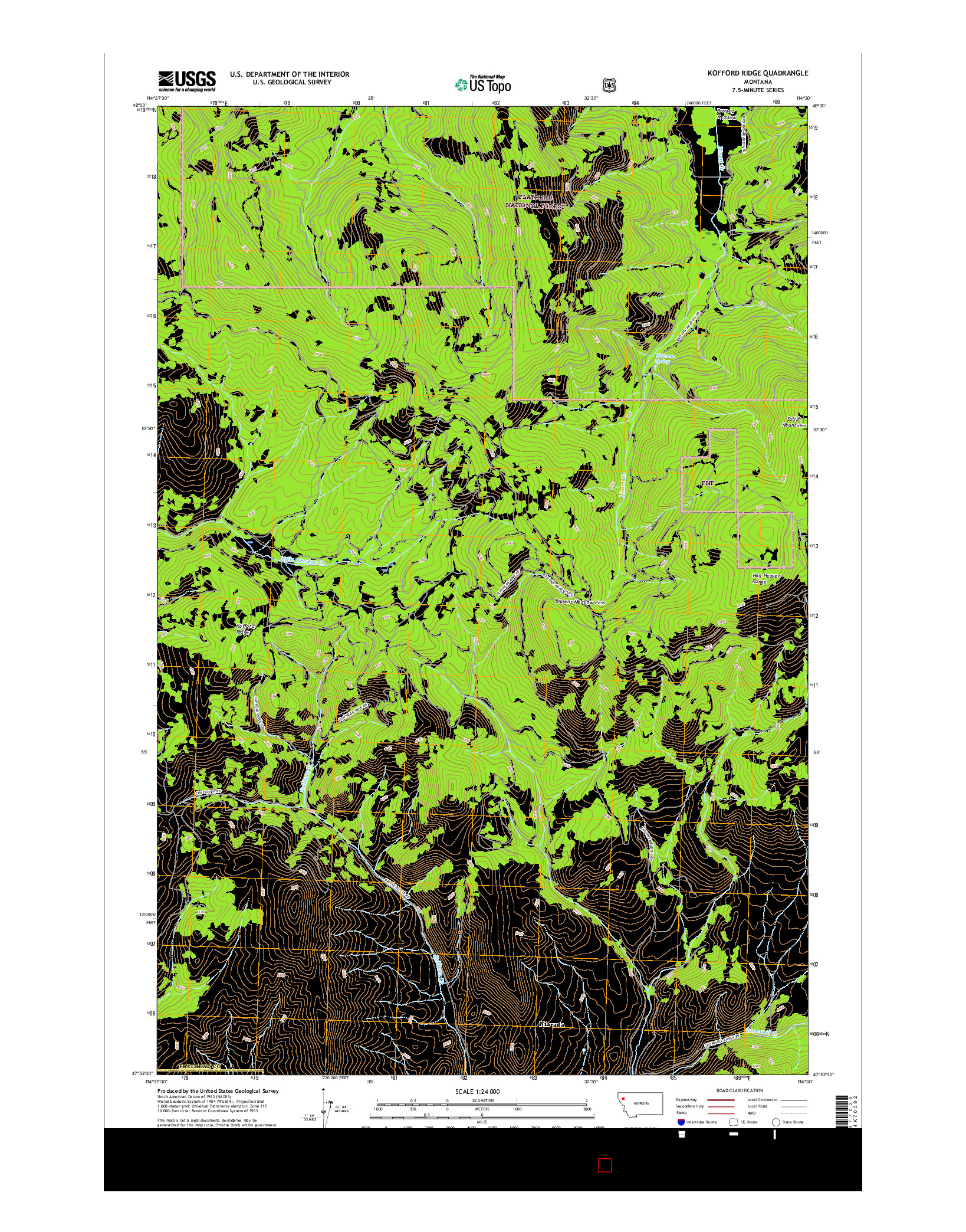 USGS US TOPO 7.5-MINUTE MAP FOR KOFFORD RIDGE, MT 2017