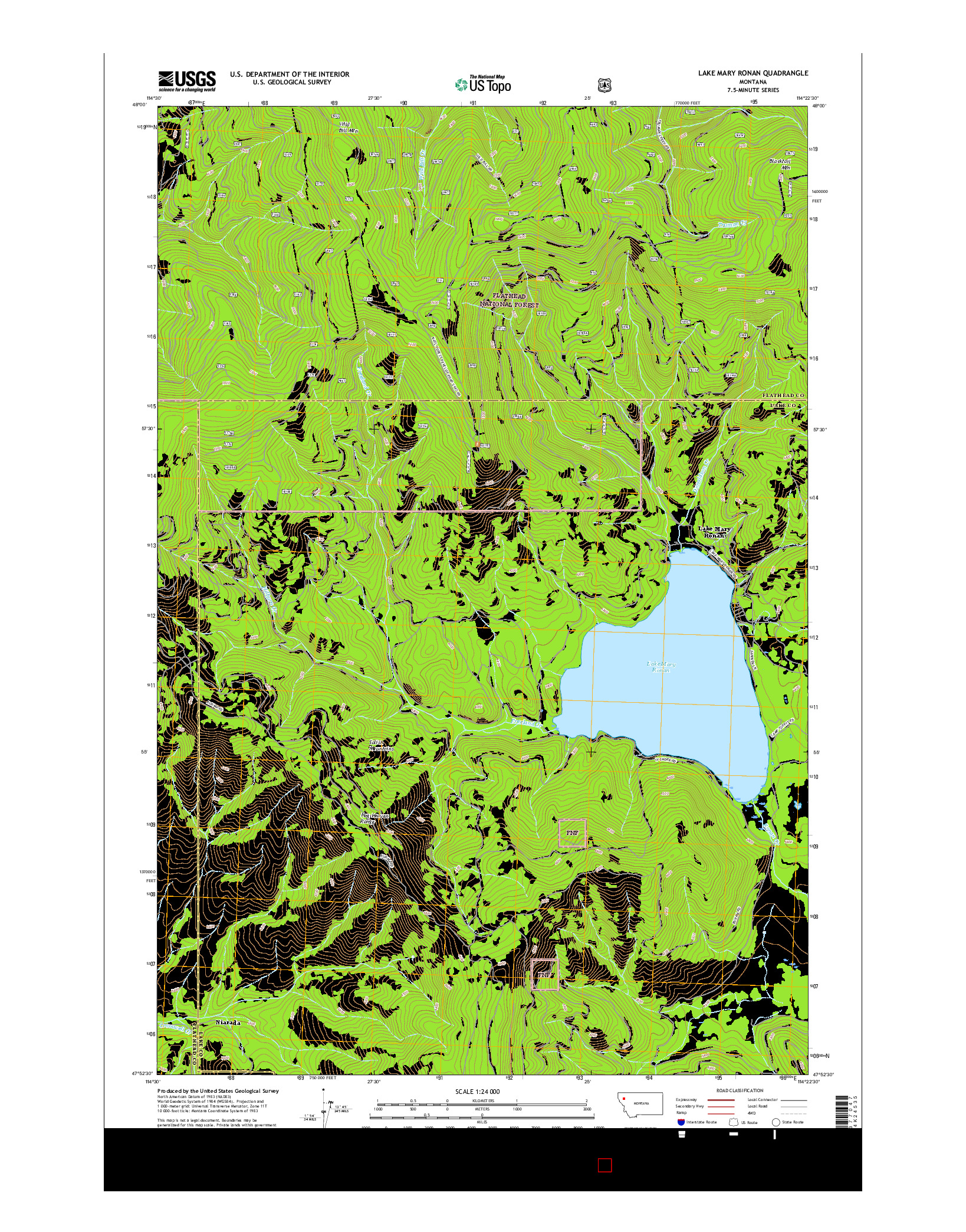 USGS US TOPO 7.5-MINUTE MAP FOR LAKE MARY RONAN, MT 2017