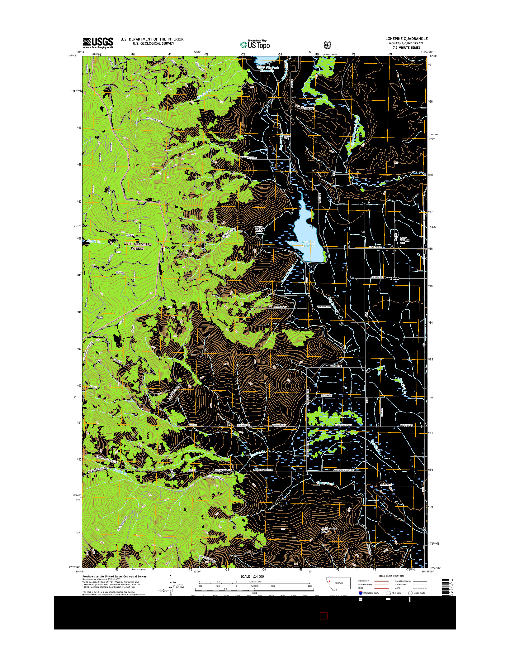 USGS US TOPO 7.5-MINUTE MAP FOR LONEPINE, MT 2017