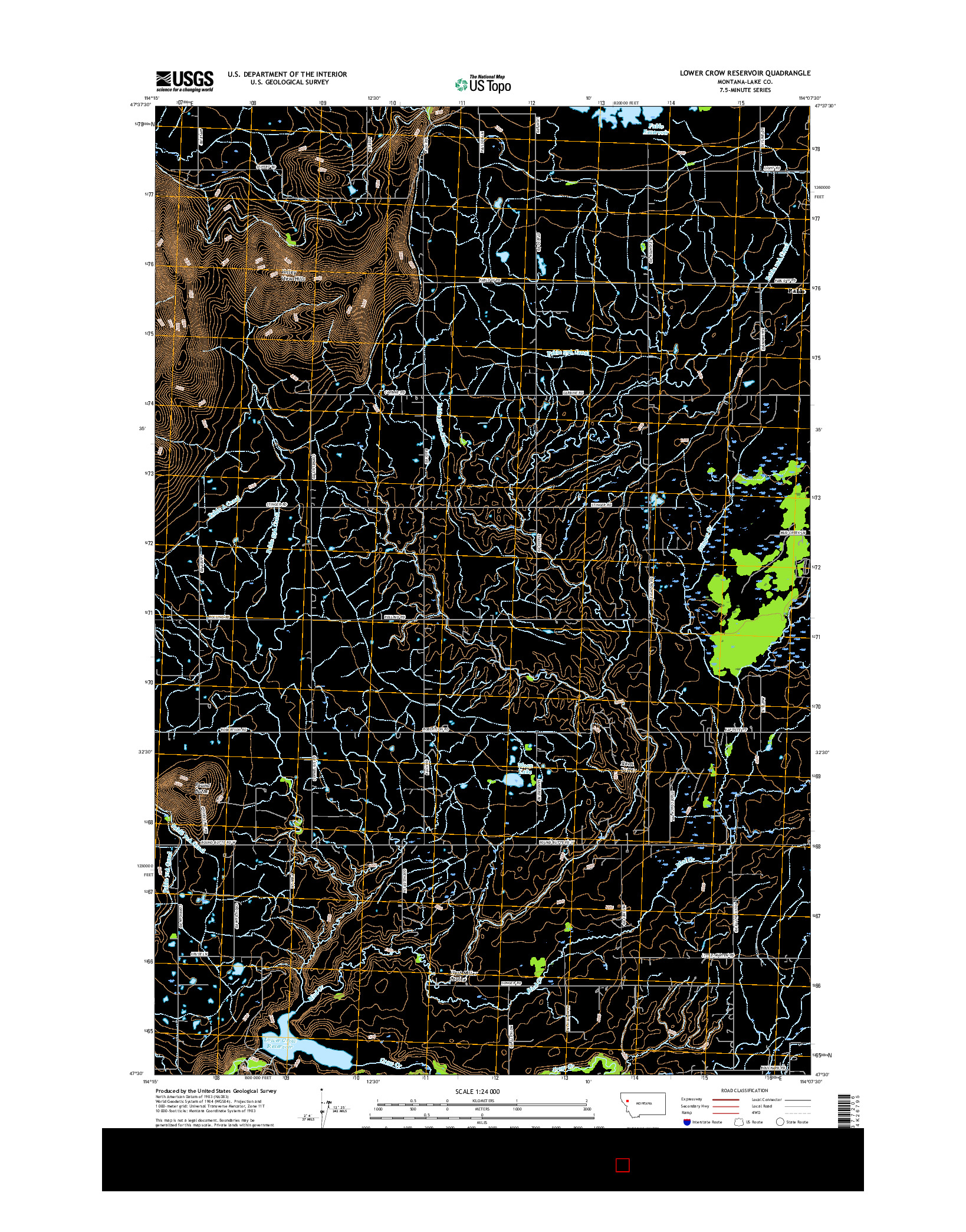 USGS US TOPO 7.5-MINUTE MAP FOR LOWER CROW RESERVOIR, MT 2017