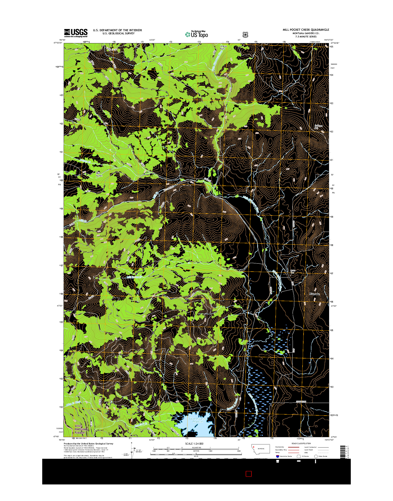 USGS US TOPO 7.5-MINUTE MAP FOR MILL POCKET CREEK, MT 2017