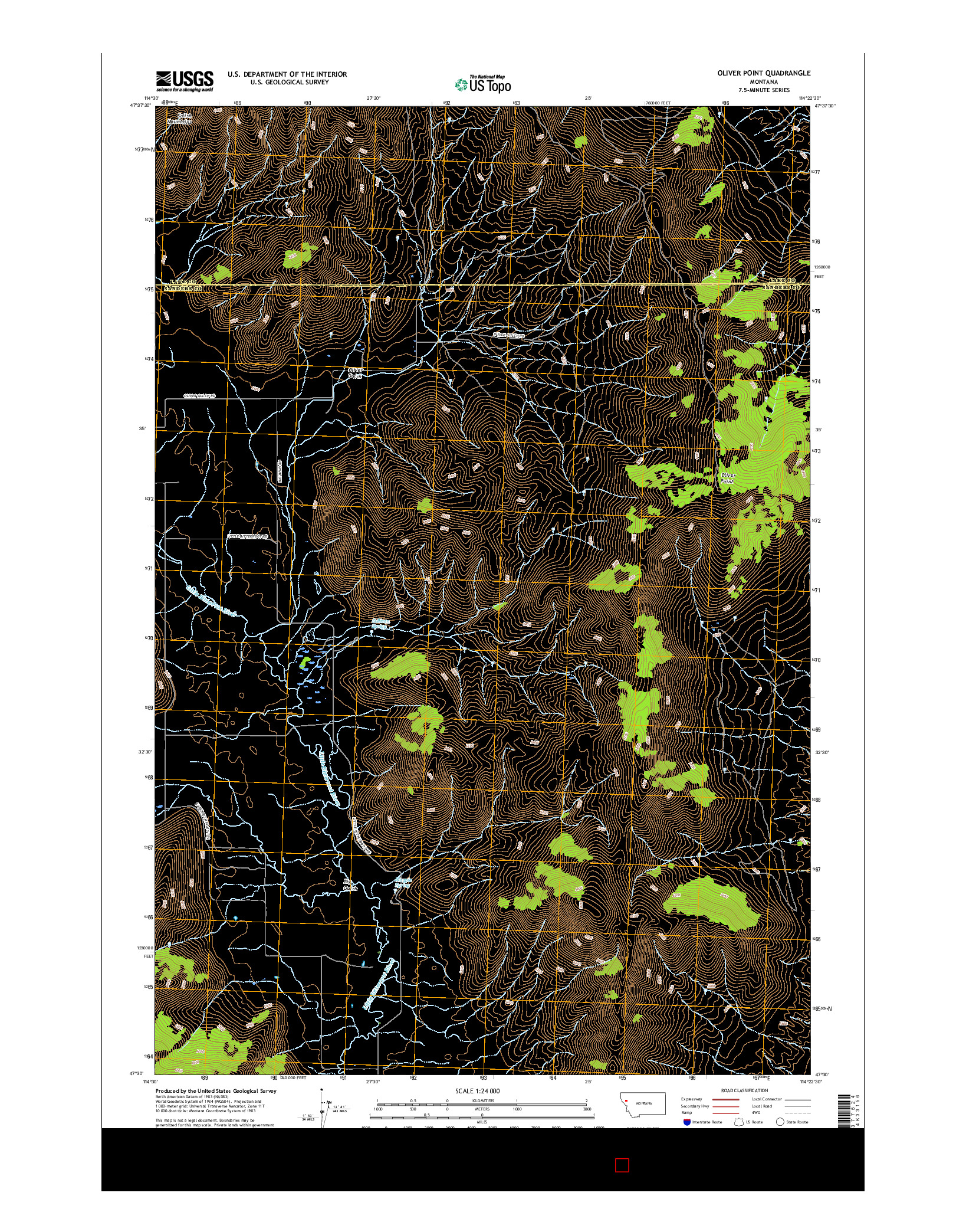 USGS US TOPO 7.5-MINUTE MAP FOR OLIVER POINT, MT 2017
