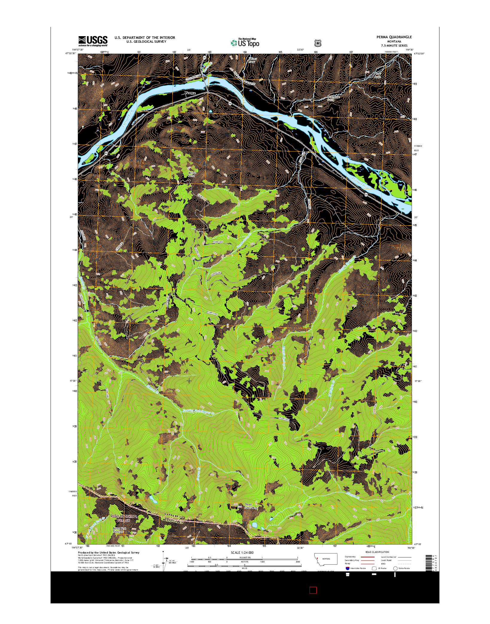 USGS US TOPO 7.5-MINUTE MAP FOR PERMA, MT 2017