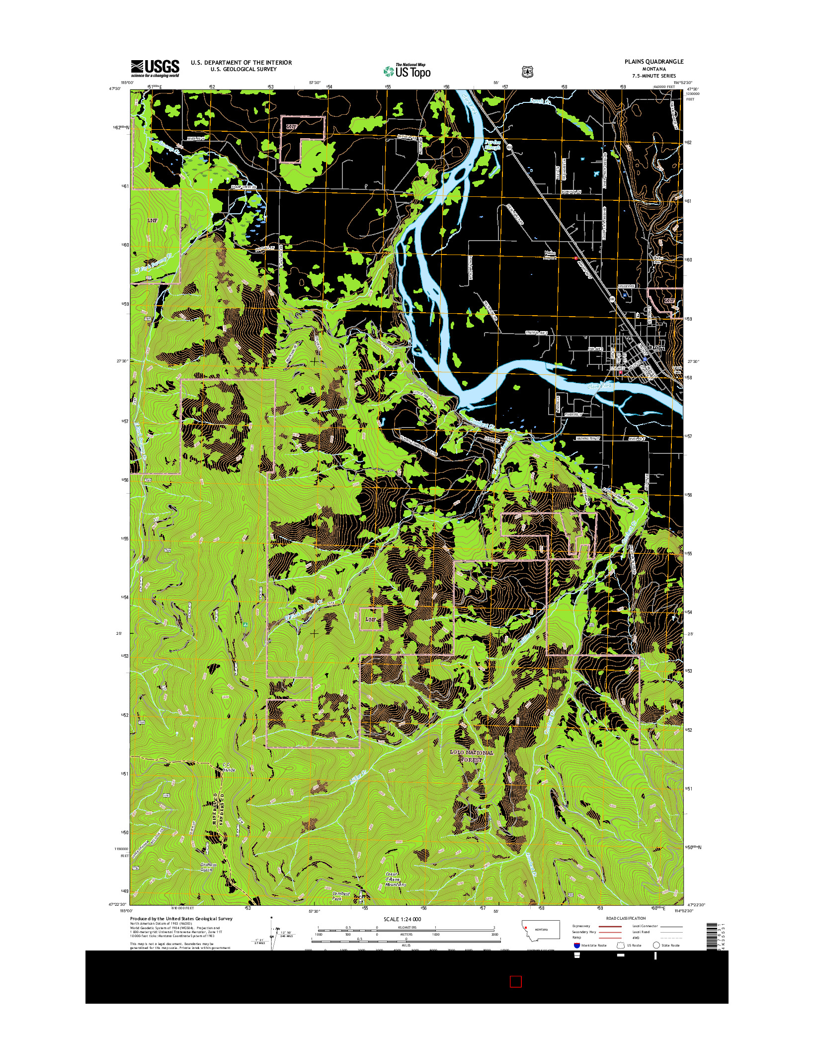 USGS US TOPO 7.5-MINUTE MAP FOR PLAINS, MT 2017