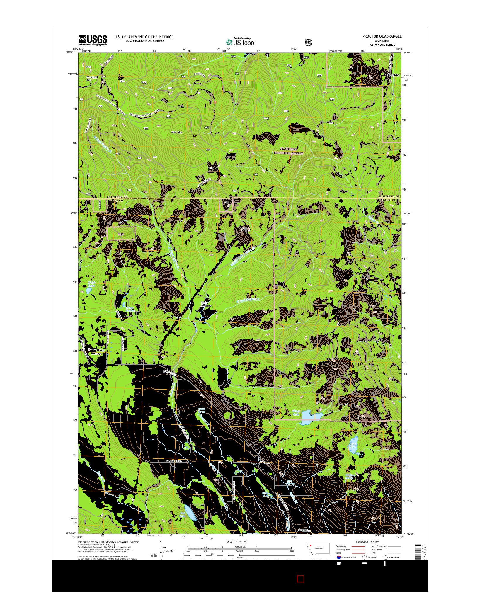 USGS US TOPO 7.5-MINUTE MAP FOR PROCTOR, MT 2017