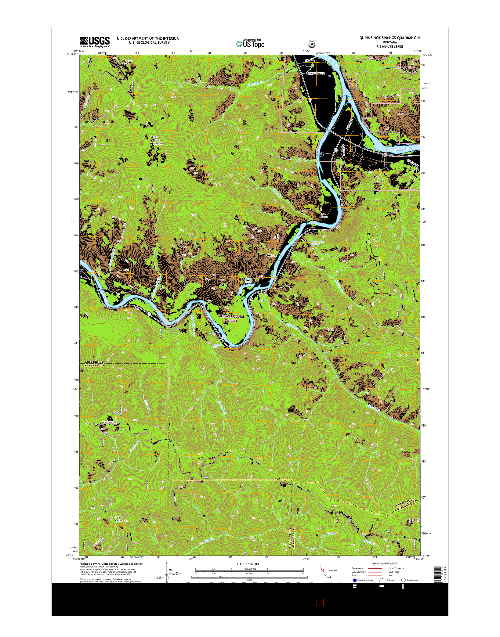 USGS US TOPO 7.5-MINUTE MAP FOR QUINNS HOT SPRINGS, MT 2017