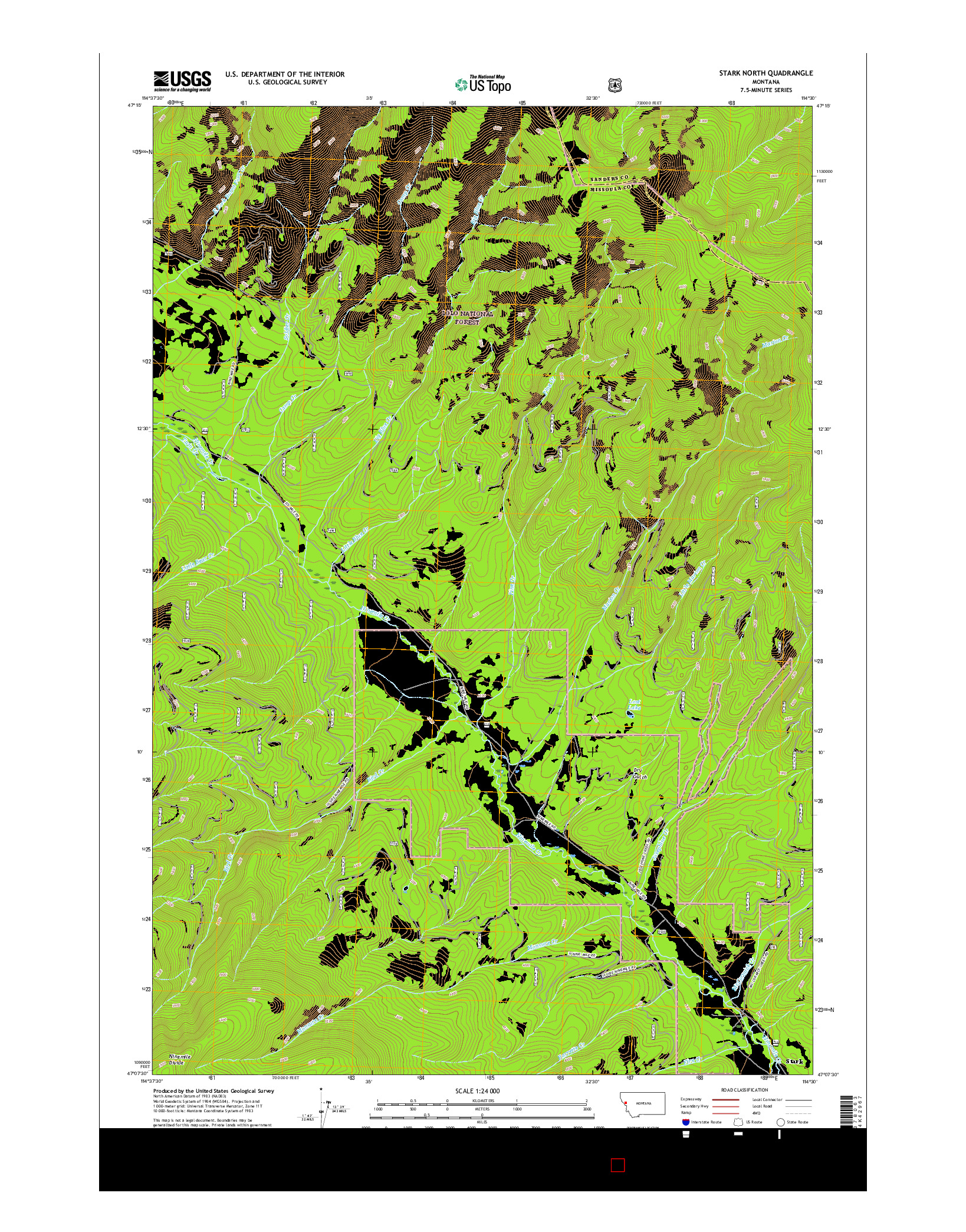 USGS US TOPO 7.5-MINUTE MAP FOR STARK NORTH, MT 2017