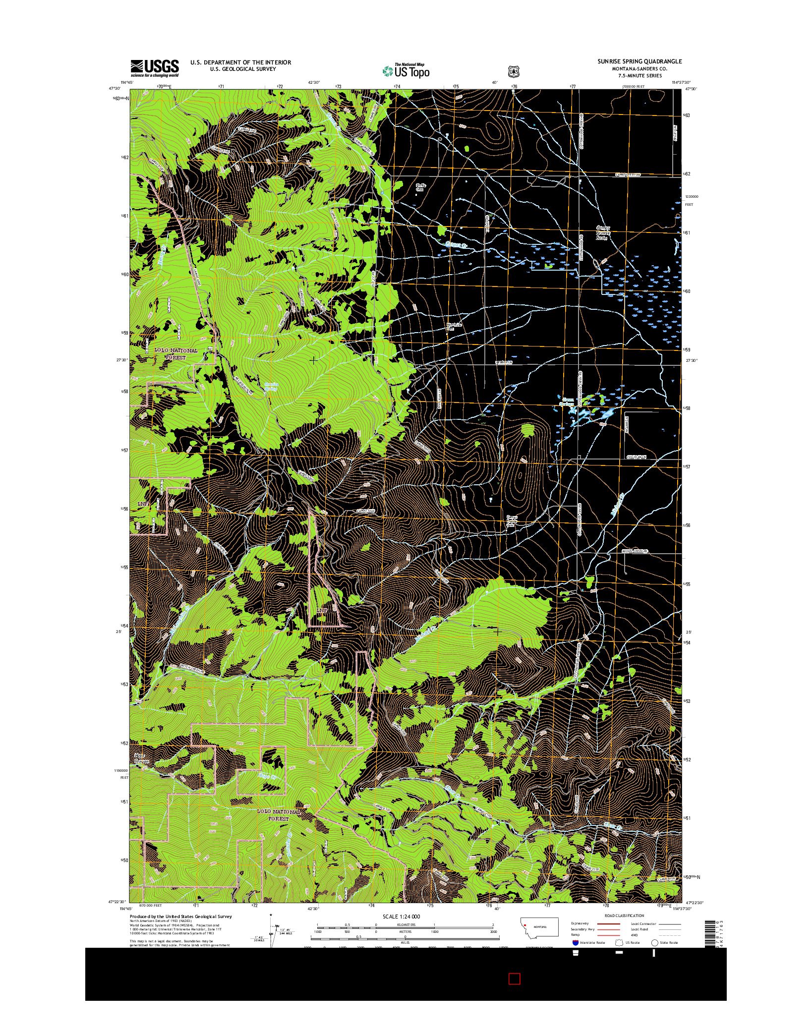 USGS US TOPO 7.5-MINUTE MAP FOR SUNRISE SPRING, MT 2017