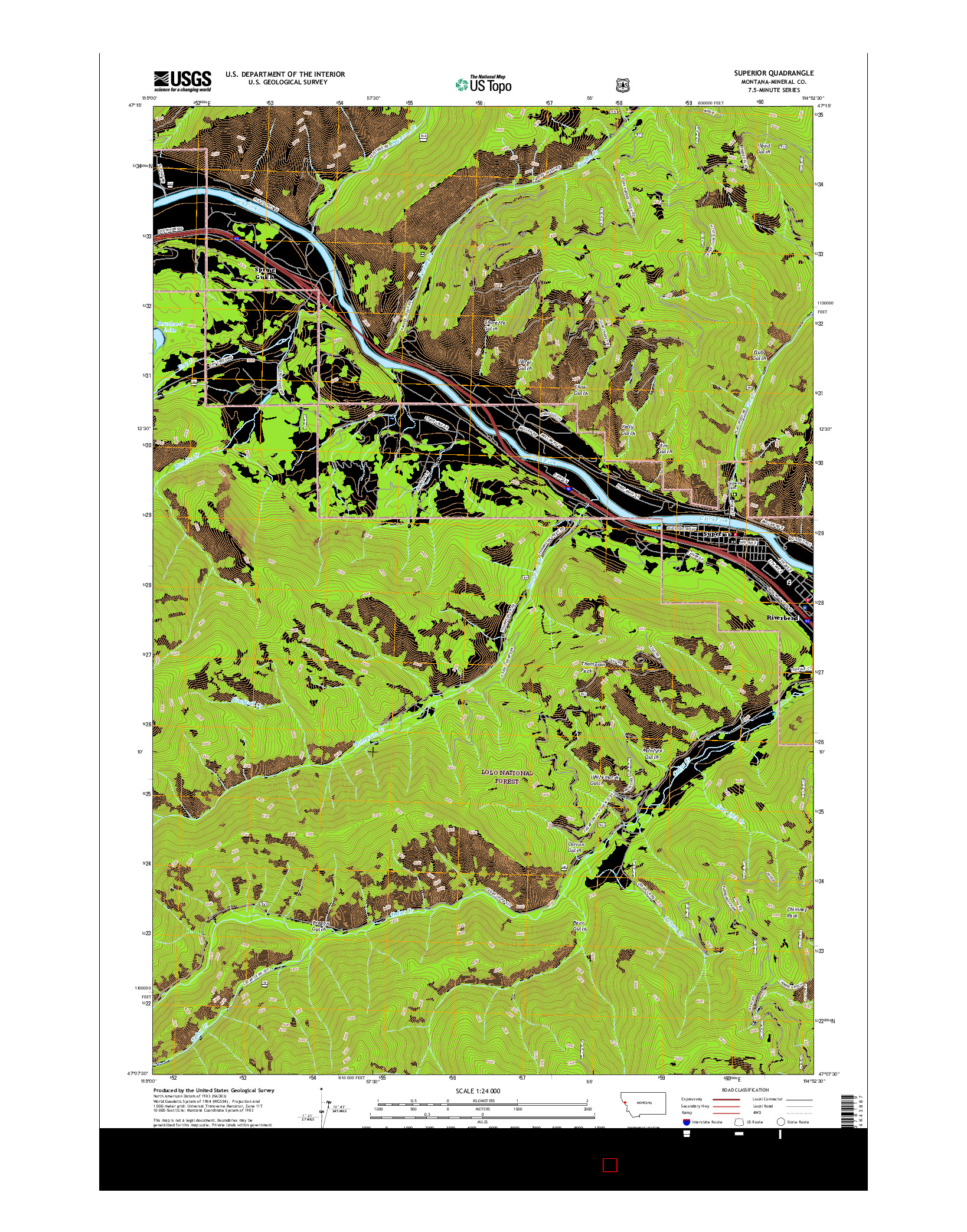 USGS US TOPO 7.5-MINUTE MAP FOR SUPERIOR, MT 2017