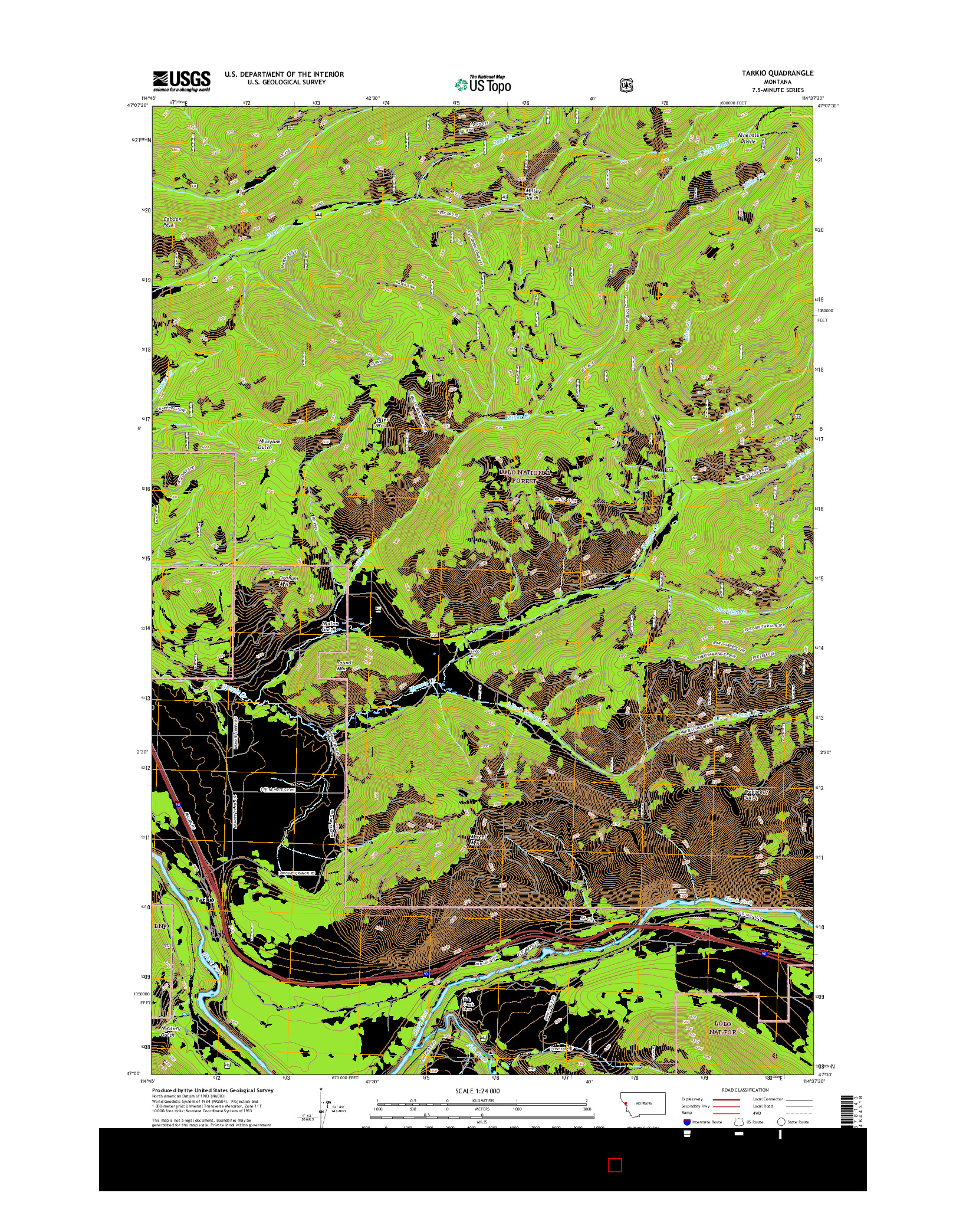 USGS US TOPO 7.5-MINUTE MAP FOR TARKIO, MT 2017