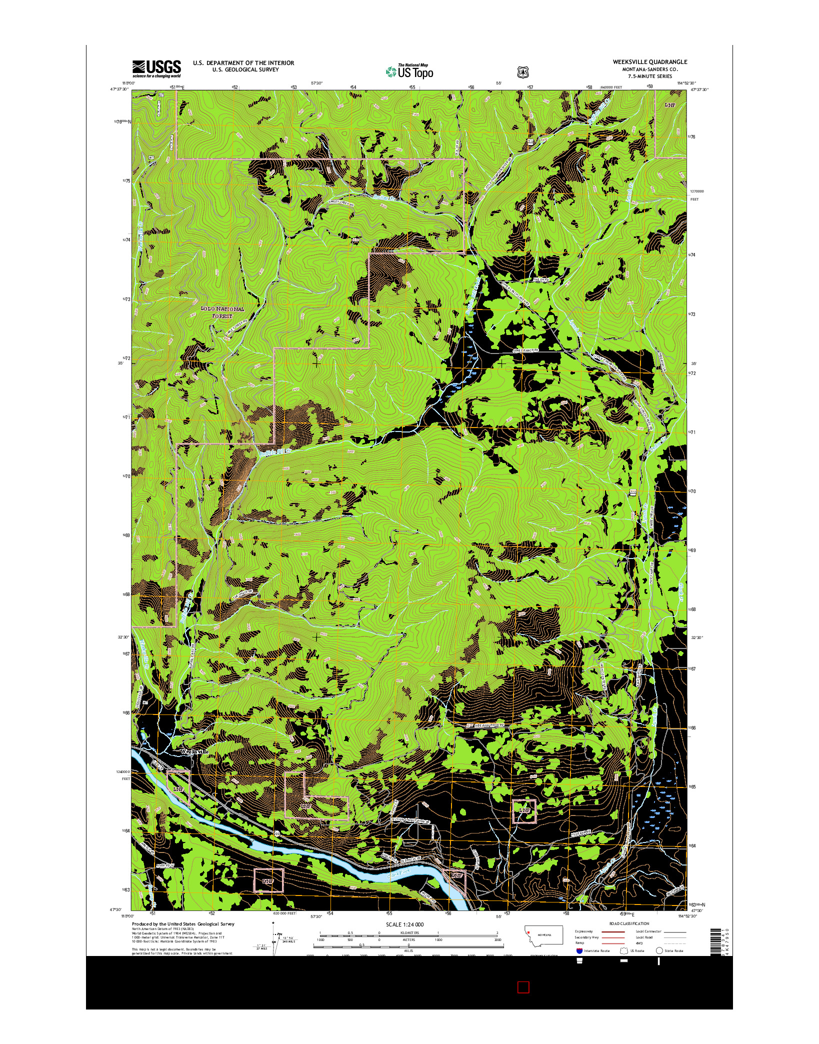 USGS US TOPO 7.5-MINUTE MAP FOR WEEKSVILLE, MT 2017