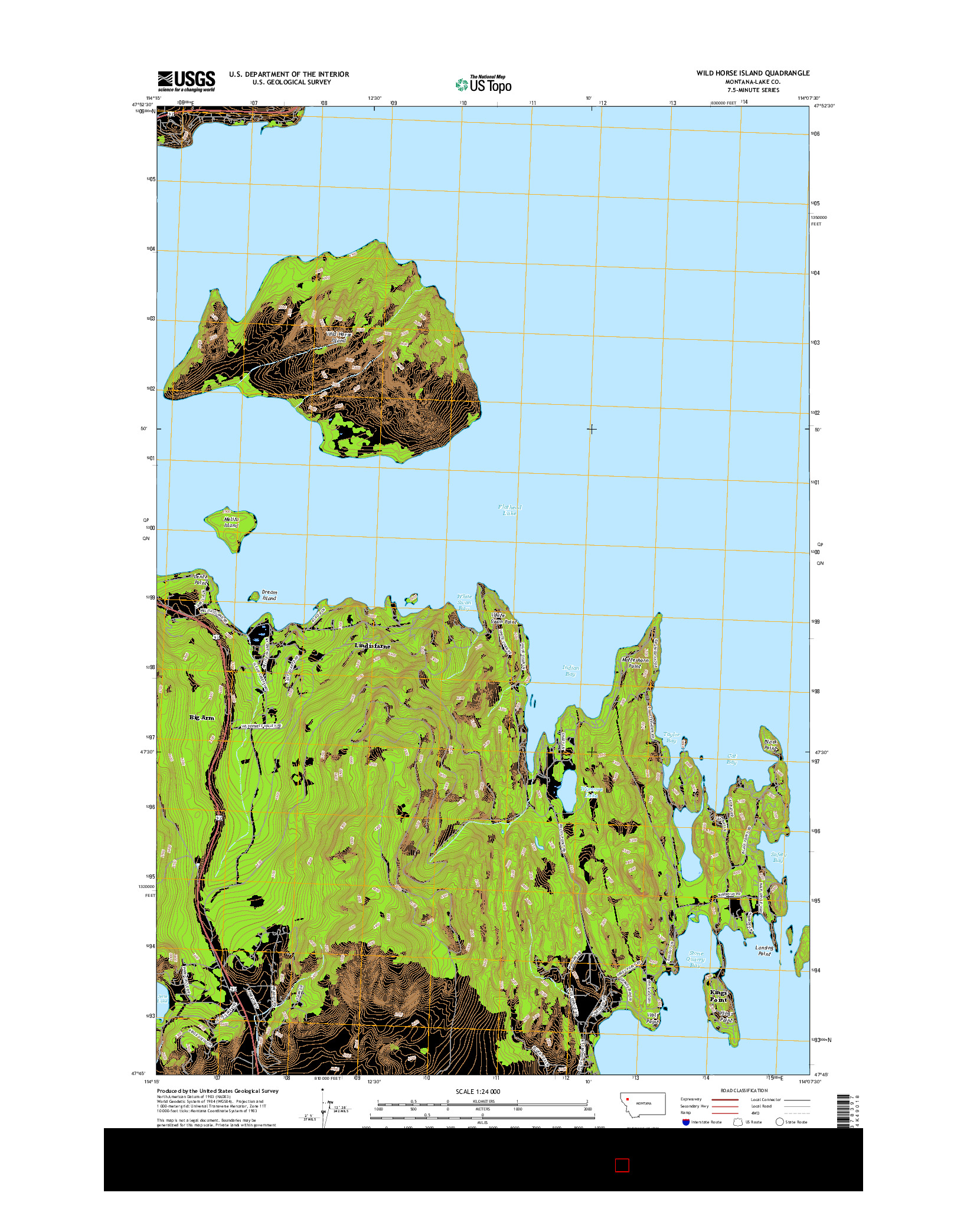 USGS US TOPO 7.5-MINUTE MAP FOR WILD HORSE ISLAND, MT 2017