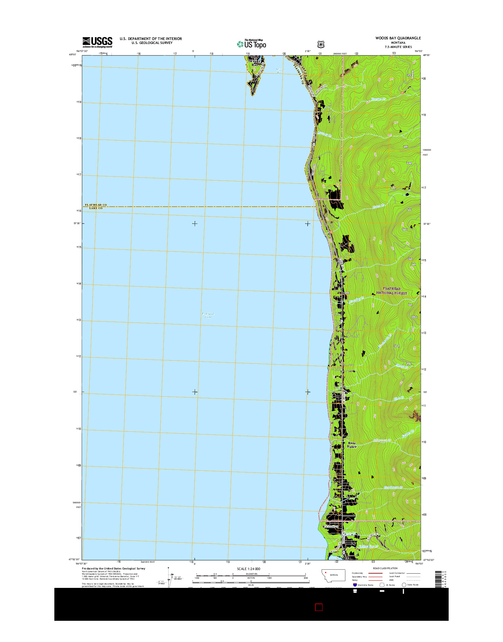 USGS US TOPO 7.5-MINUTE MAP FOR WOODS BAY, MT 2017