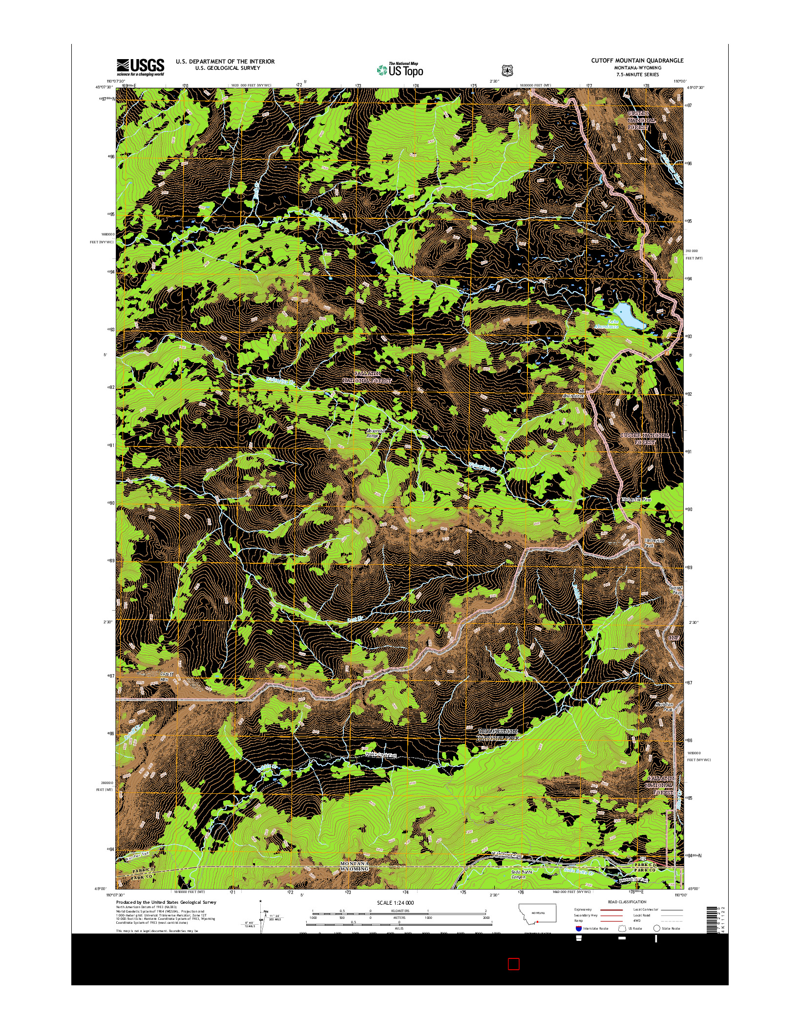 USGS US TOPO 7.5-MINUTE MAP FOR CUTOFF MOUNTAIN, MT-WY 2017