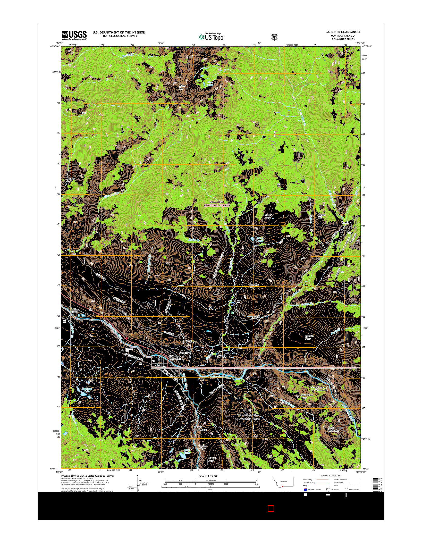 USGS US TOPO 7.5-MINUTE MAP FOR GARDINER, MT 2017