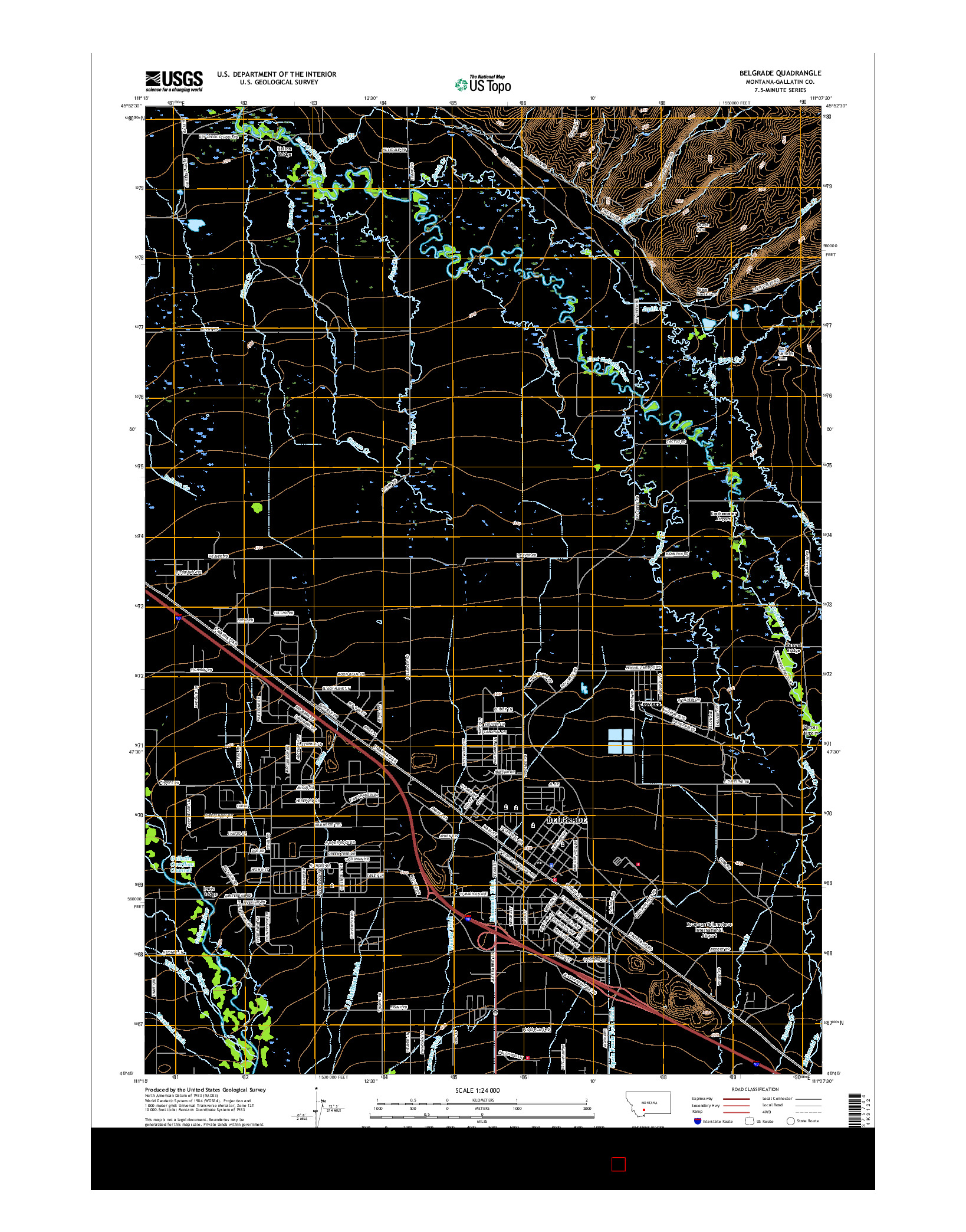 USGS US TOPO 7.5-MINUTE MAP FOR BELGRADE, MT 2017