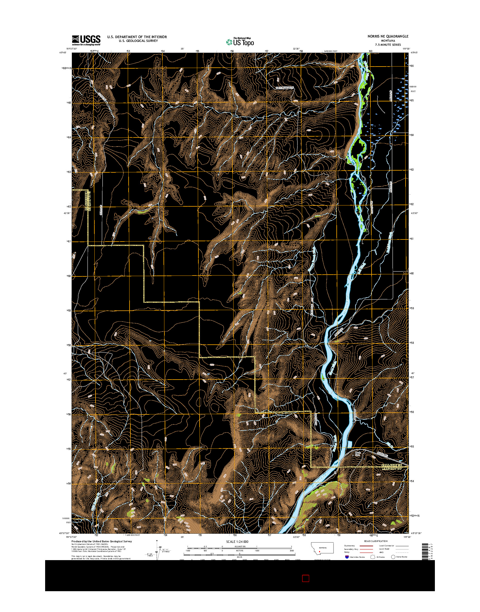 USGS US TOPO 7.5-MINUTE MAP FOR NORRIS NE, MT 2017