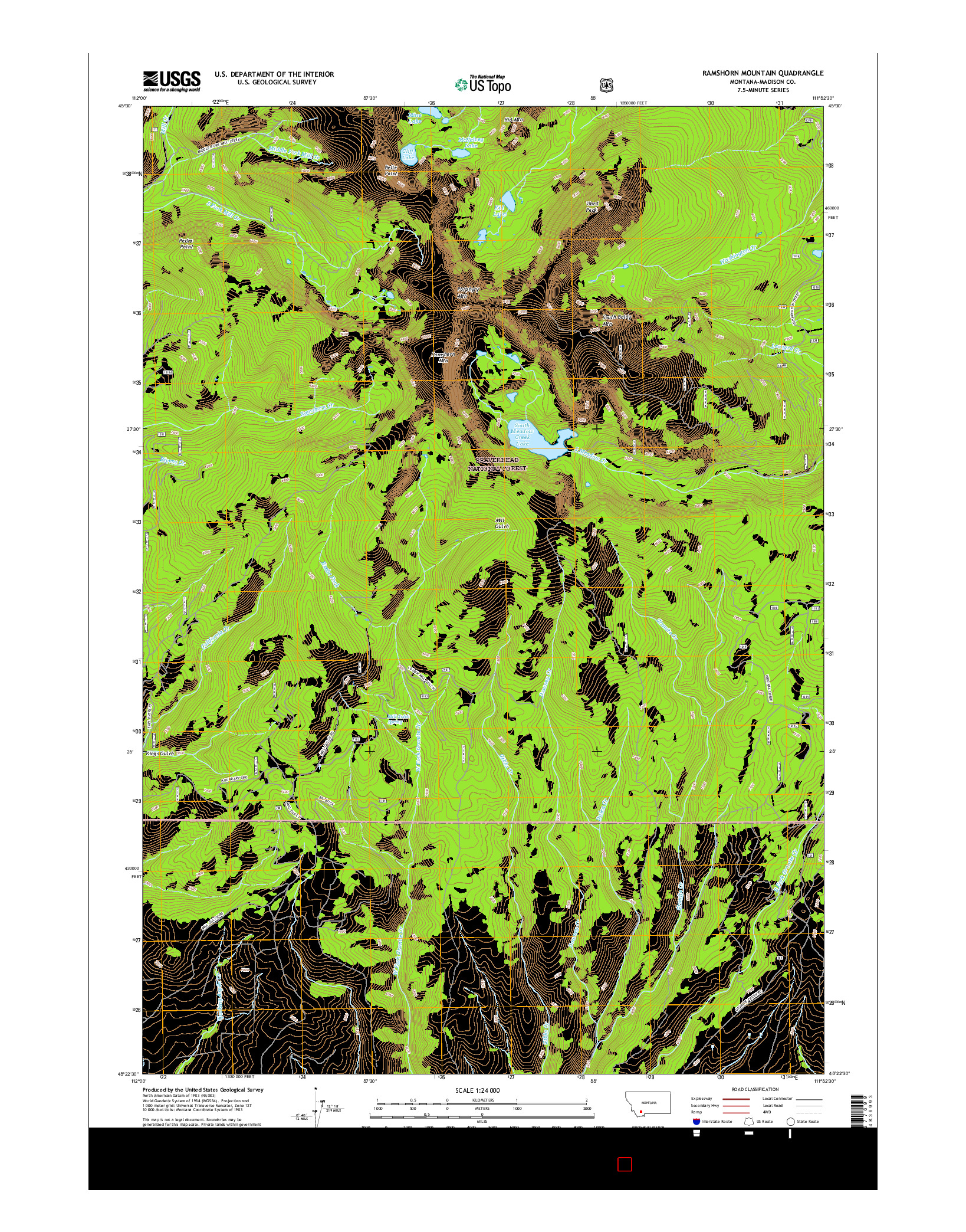 USGS US TOPO 7.5-MINUTE MAP FOR RAMSHORN MOUNTAIN, MT 2017