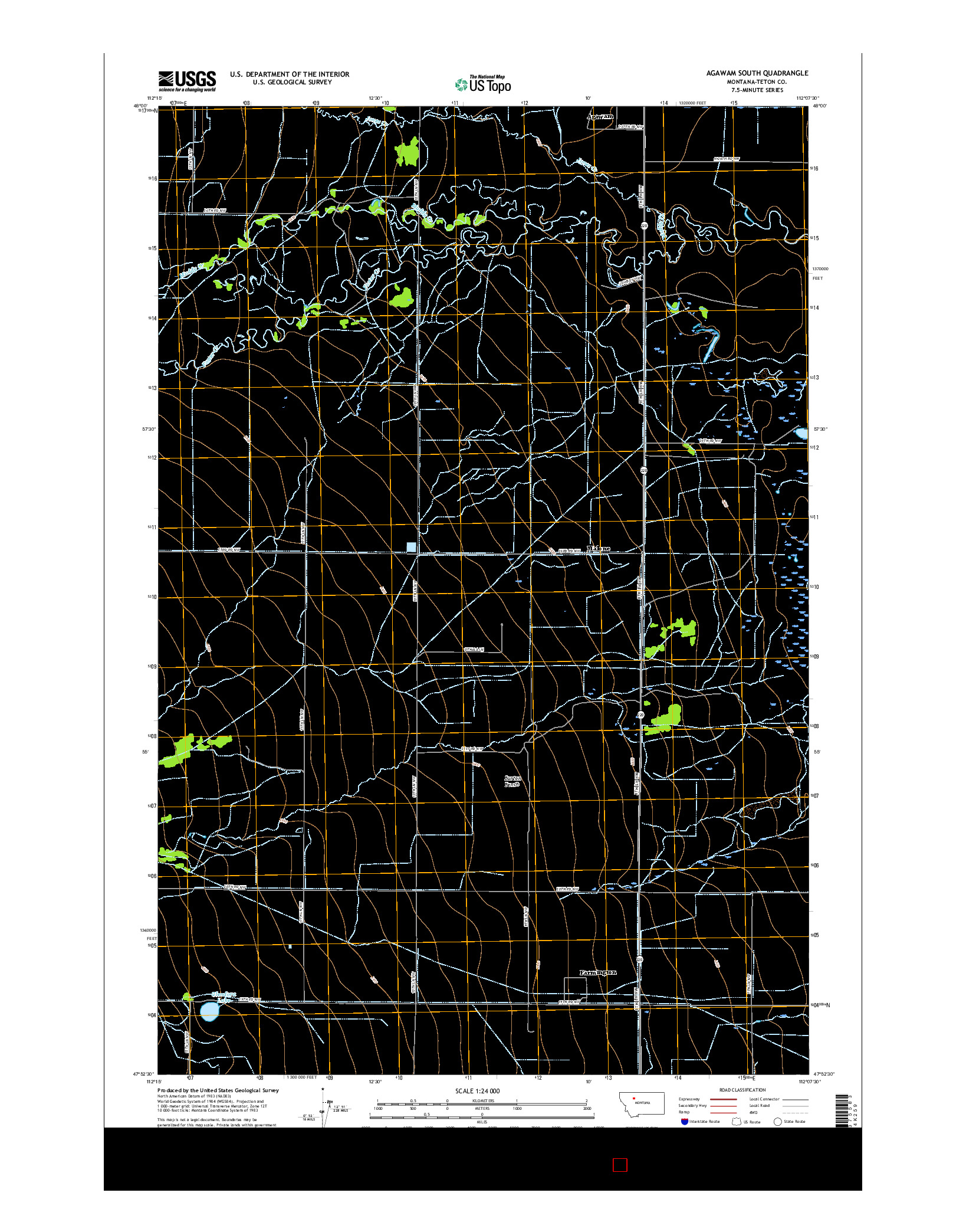 USGS US TOPO 7.5-MINUTE MAP FOR AGAWAM SOUTH, MT 2017