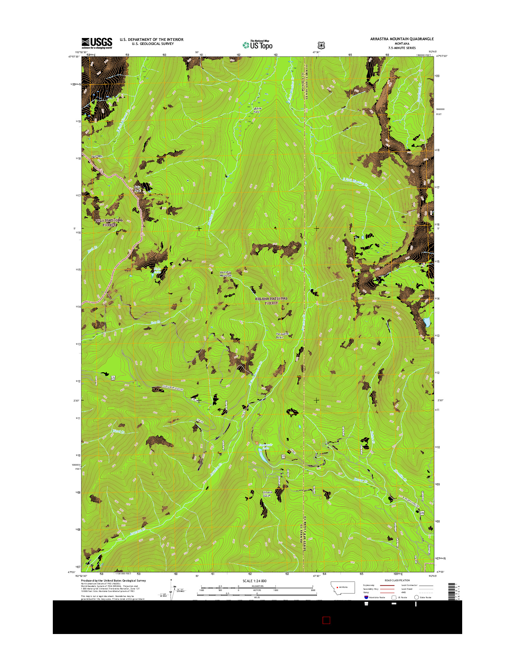 USGS US TOPO 7.5-MINUTE MAP FOR ARRASTRA MOUNTAIN, MT 2017