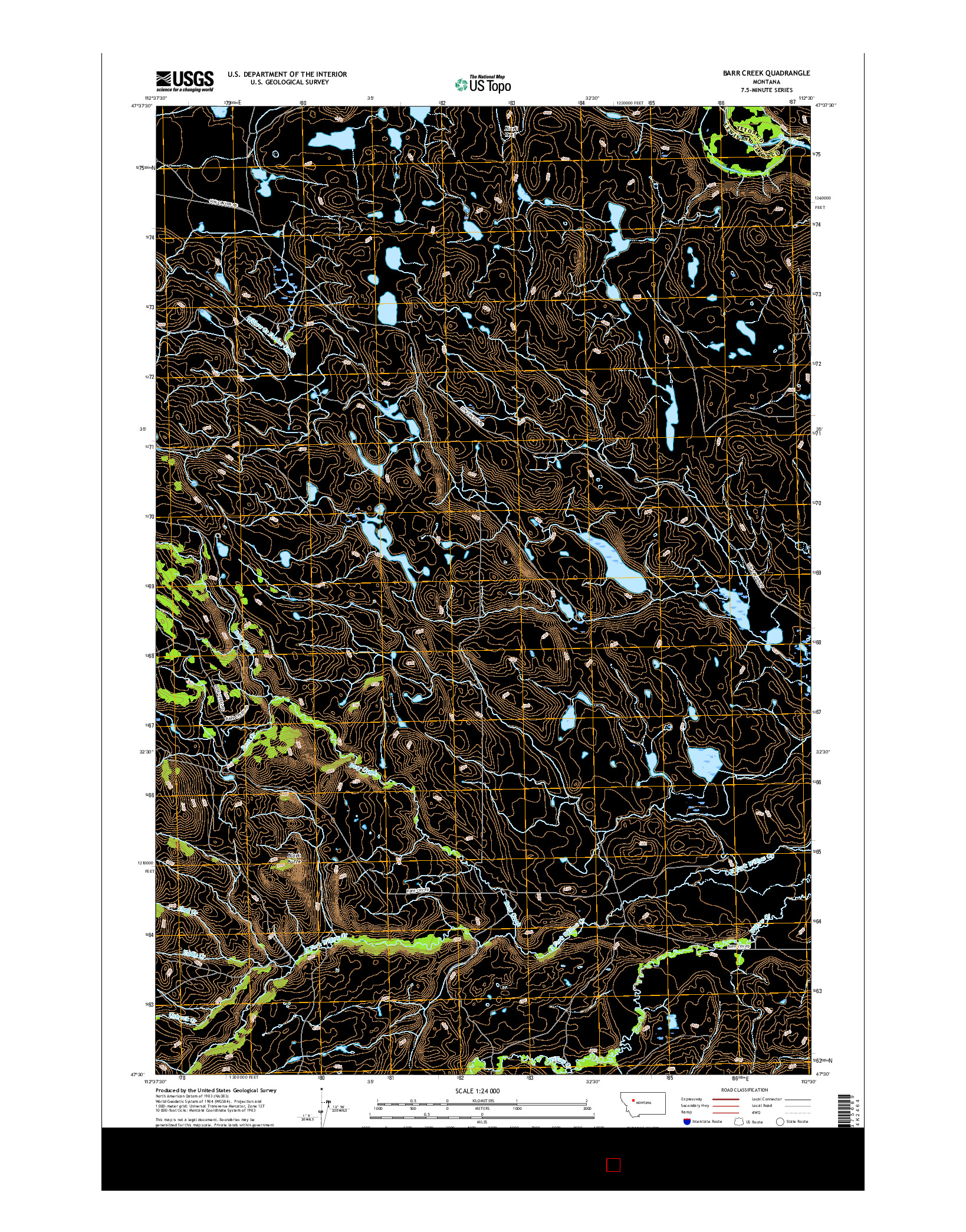 USGS US TOPO 7.5-MINUTE MAP FOR BARR CREEK, MT 2017