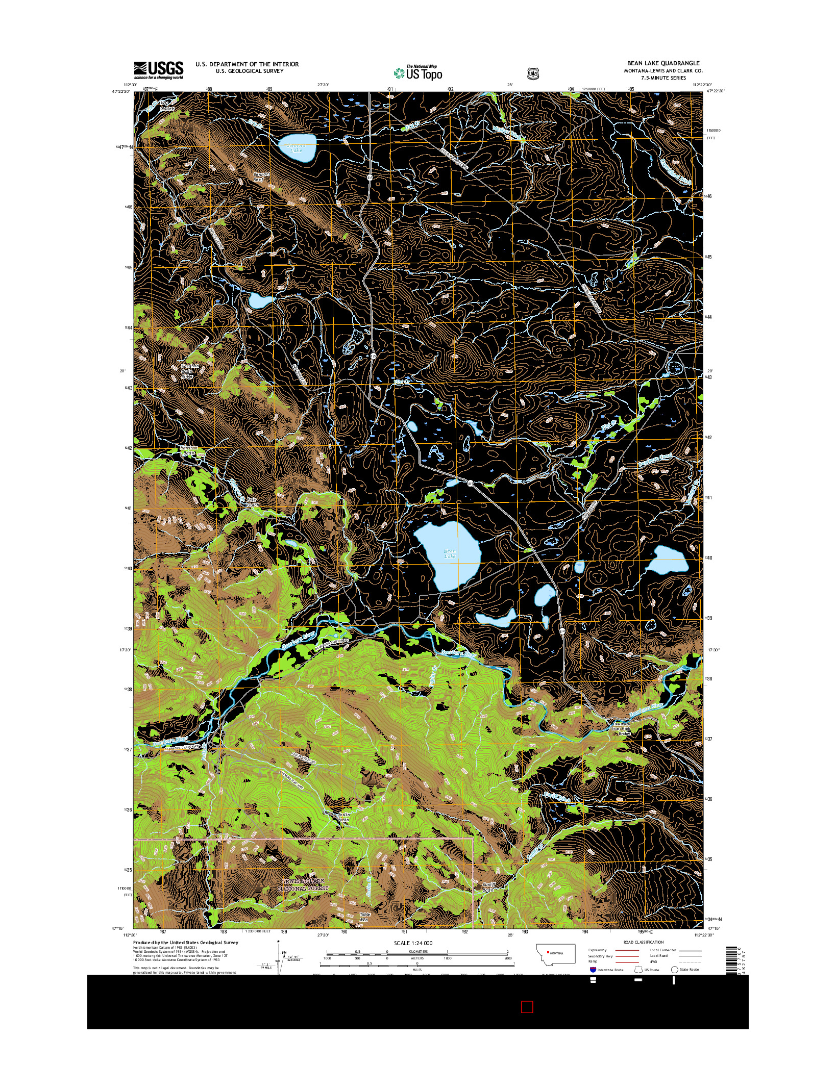 USGS US TOPO 7.5-MINUTE MAP FOR BEAN LAKE, MT 2017