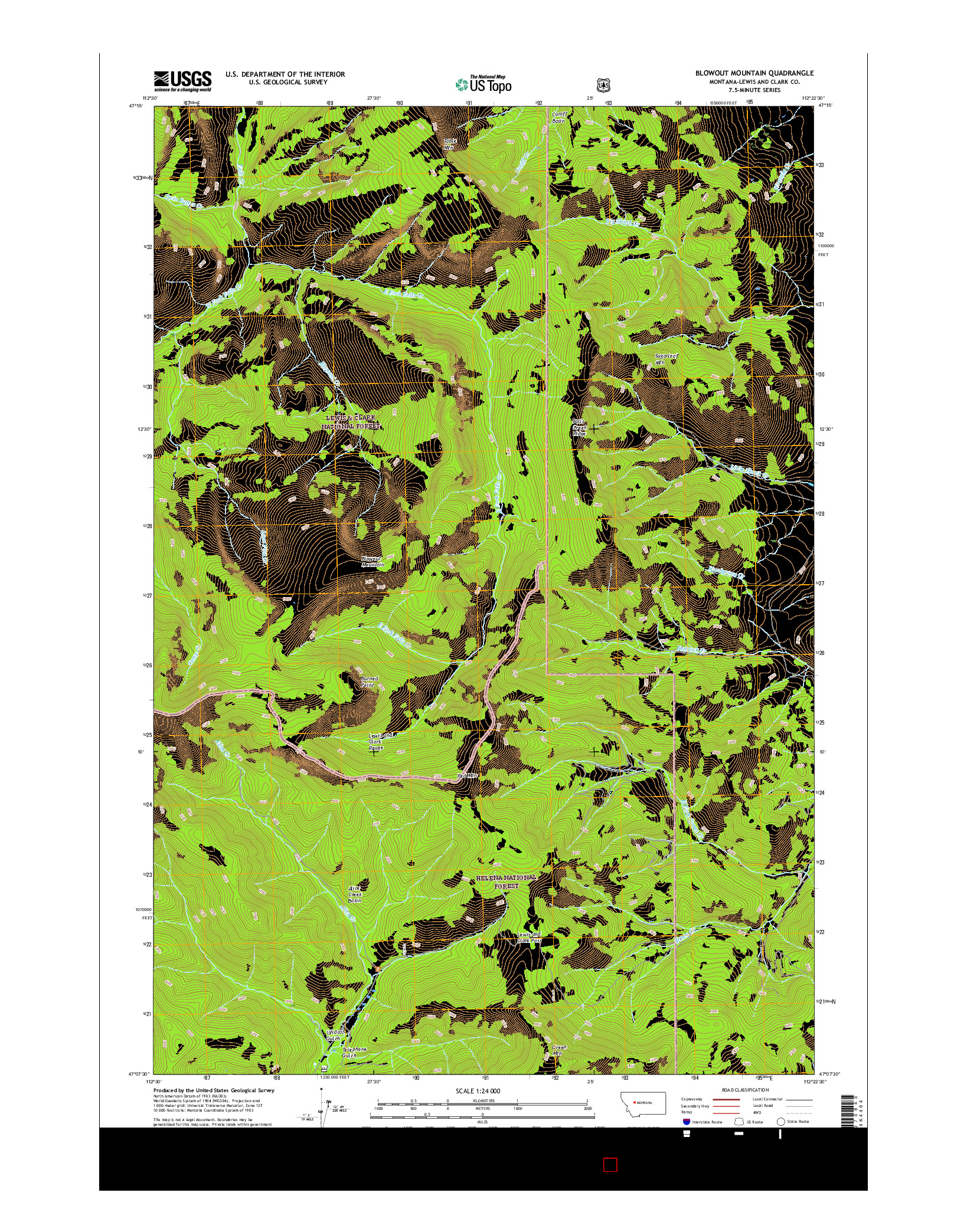 USGS US TOPO 7.5-MINUTE MAP FOR BLOWOUT MOUNTAIN, MT 2017